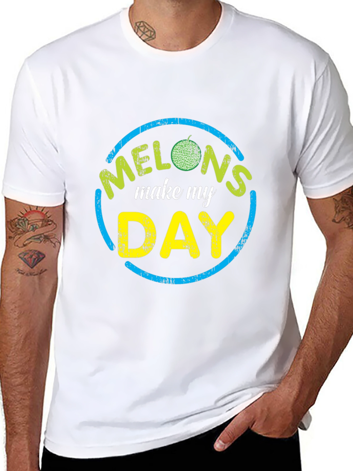 Black Melons Make My Day Graphic Tee - Novelty T-Shirt view 8