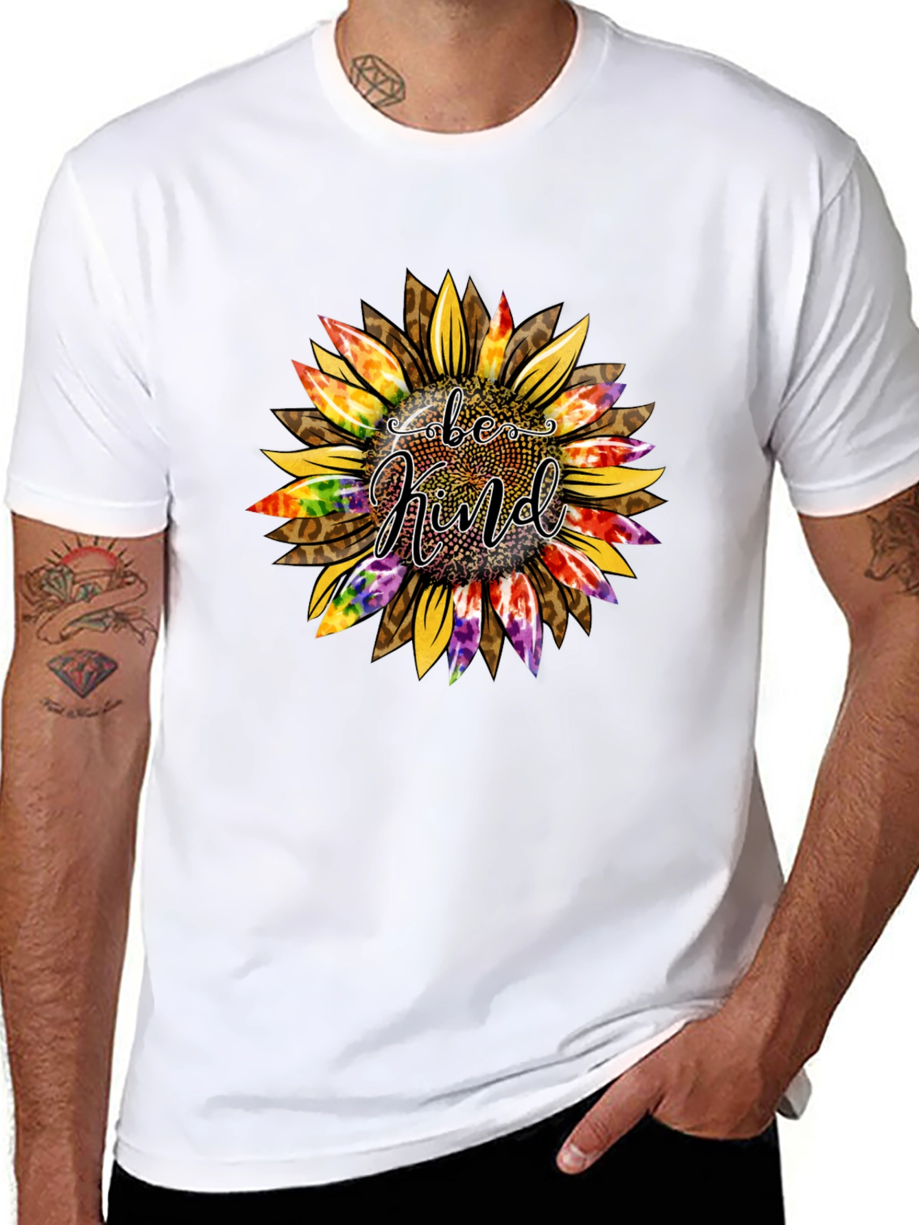 Black Be Kind Sunflower Graphic T-Shirt - Black view 8