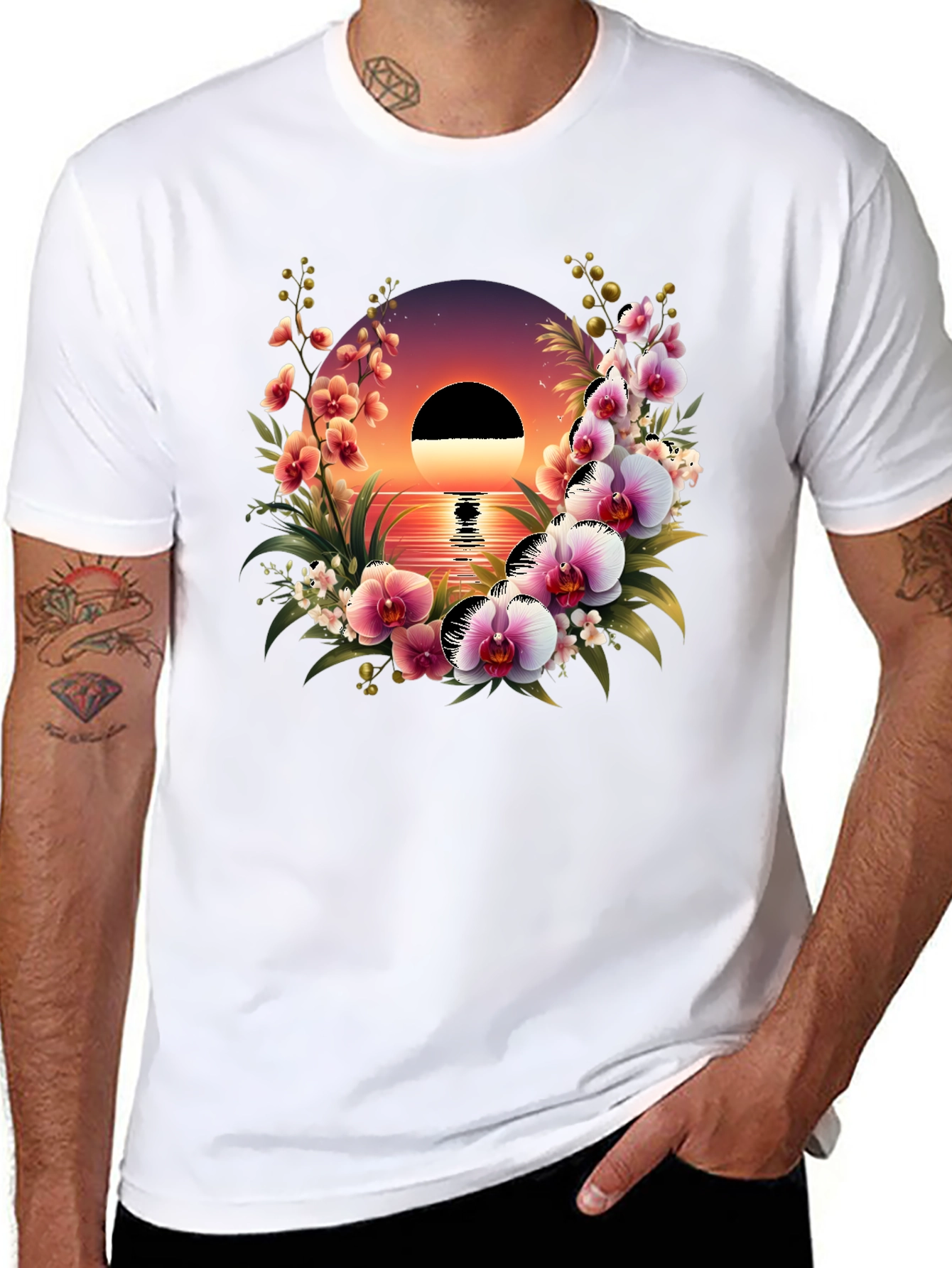 Black Floral Sunset Graphic Tee view 8