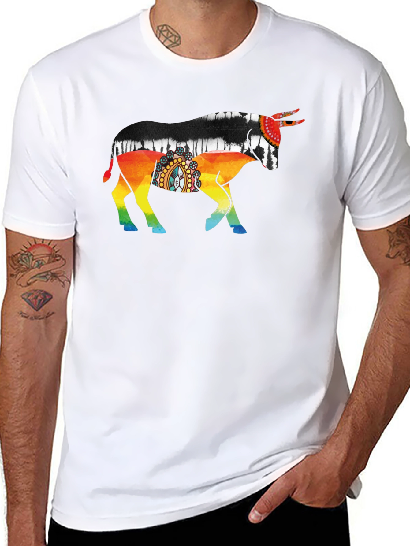 Black Vibrant Bull Graphic Tee - Black view 8