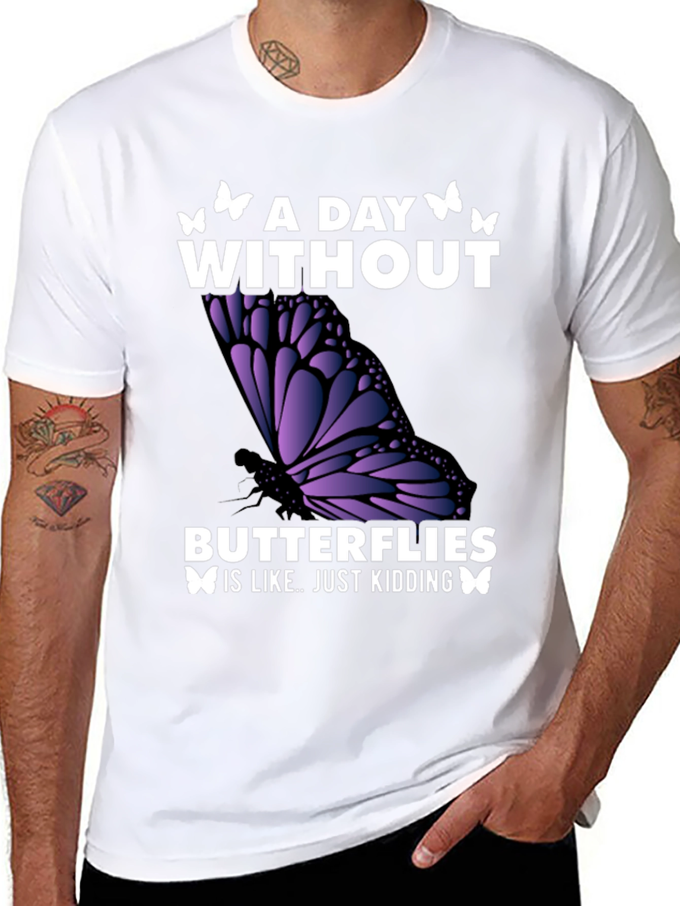 Black A Day Without Butterflies T-Shirt view 8