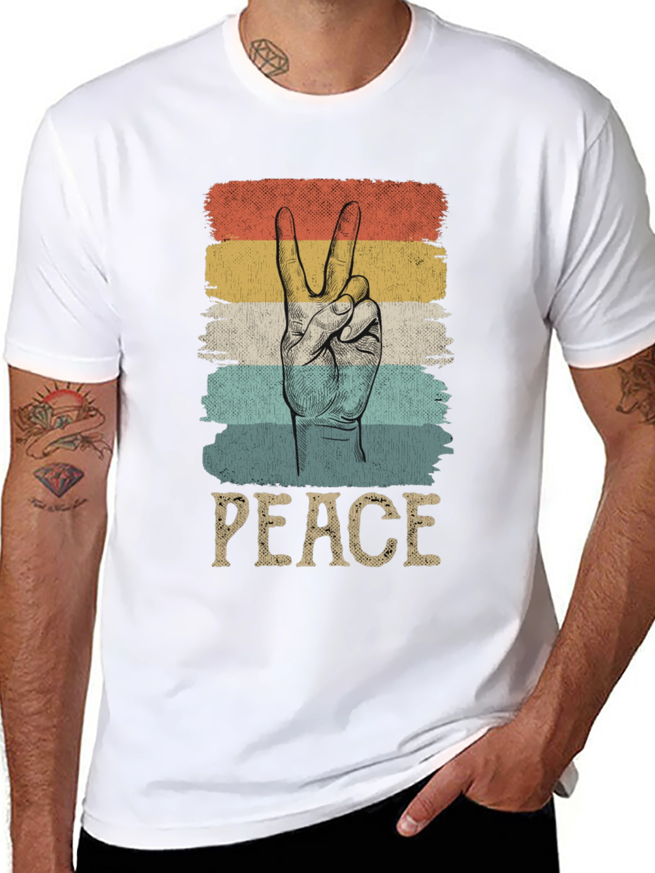 Black Retro Peace Sign T-Shirt view 8