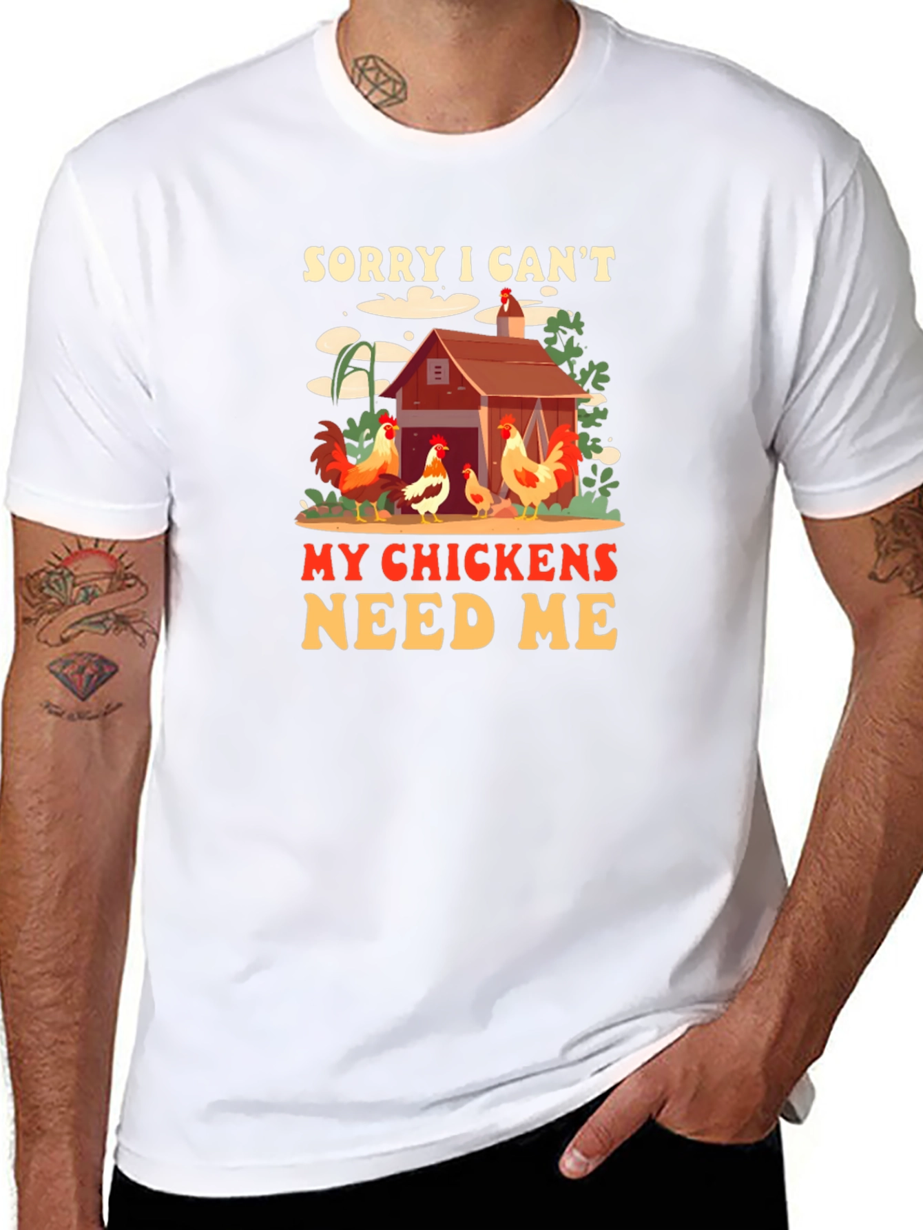 Black Sorry I Can't My Chickens Need Me Graphic Tee view 8