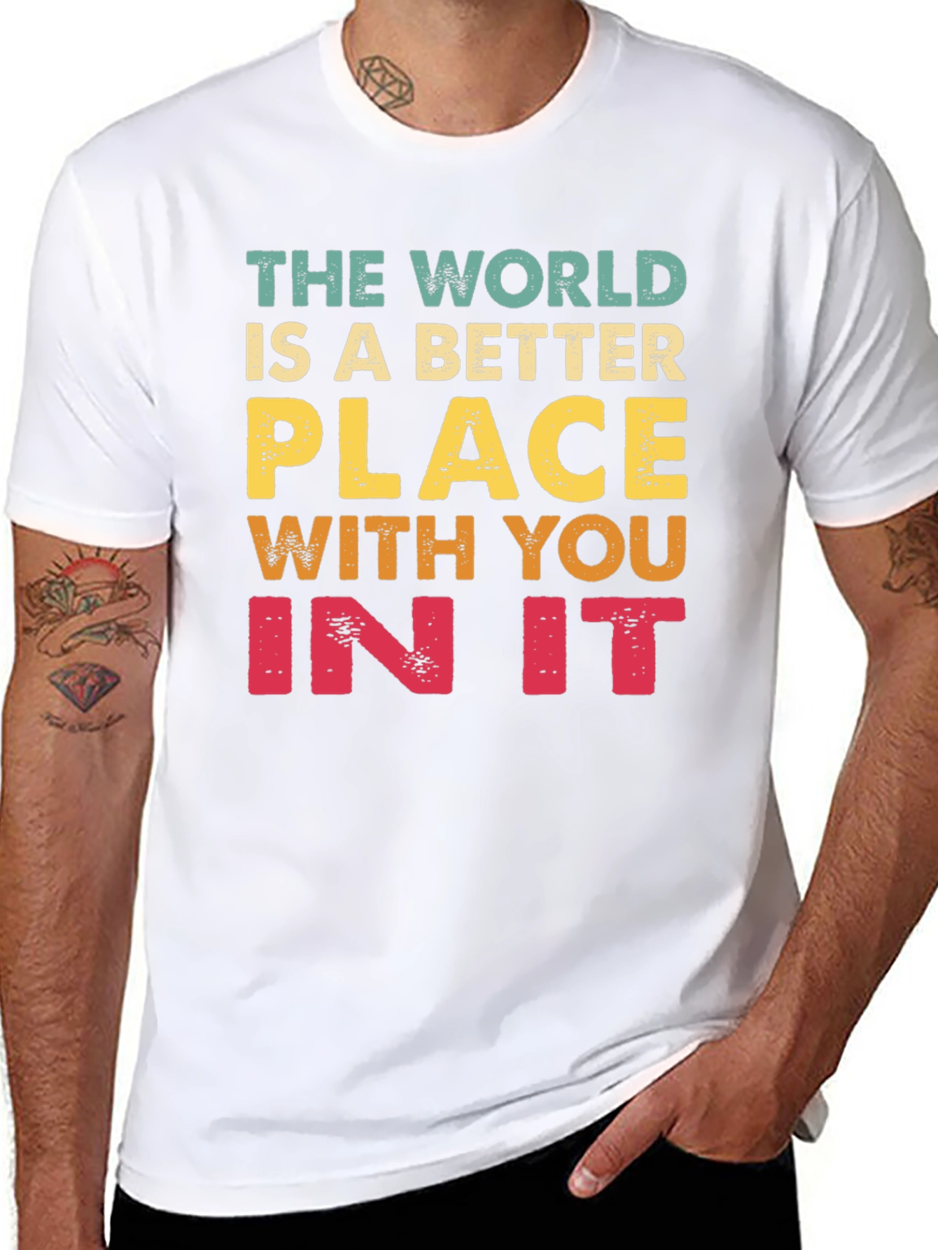 Black The World Is Better With You T-Shirt view 8