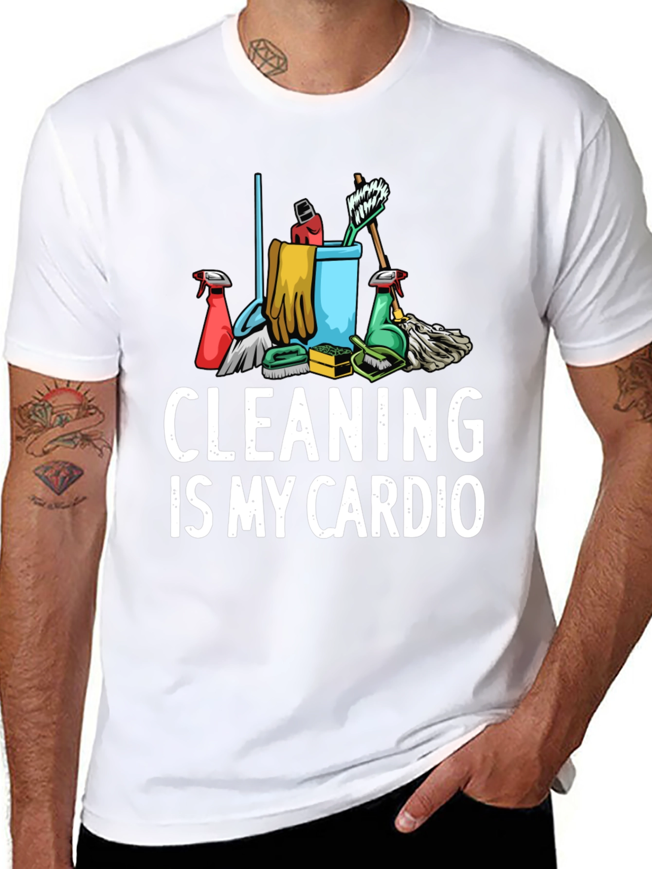 Black Cleaning Is My Cardio Graphic T-Shirt view 8