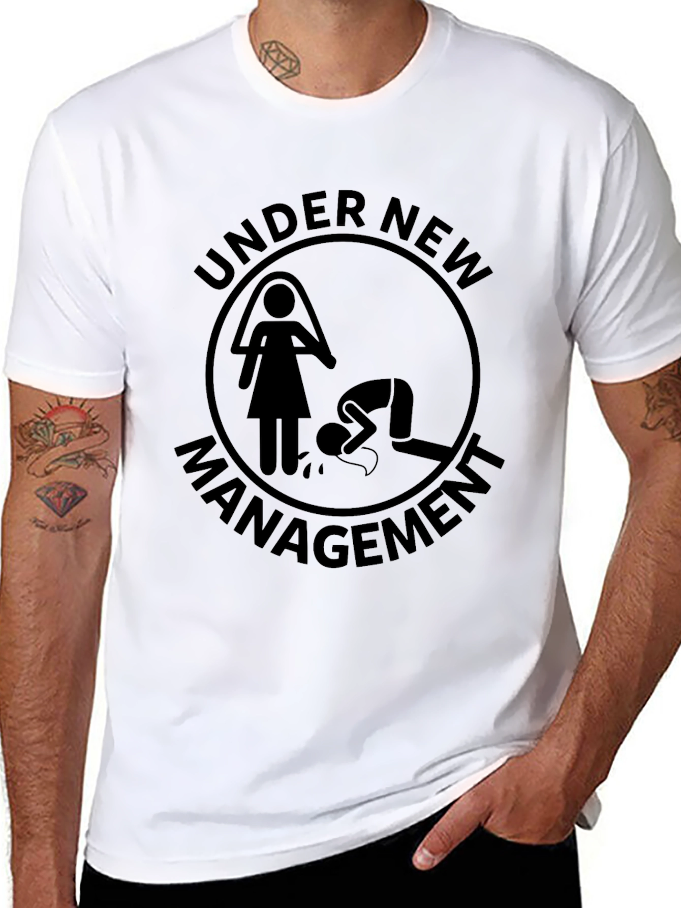 Black Under New Management Funny T-Shirt Groom Humor Tee view 8
