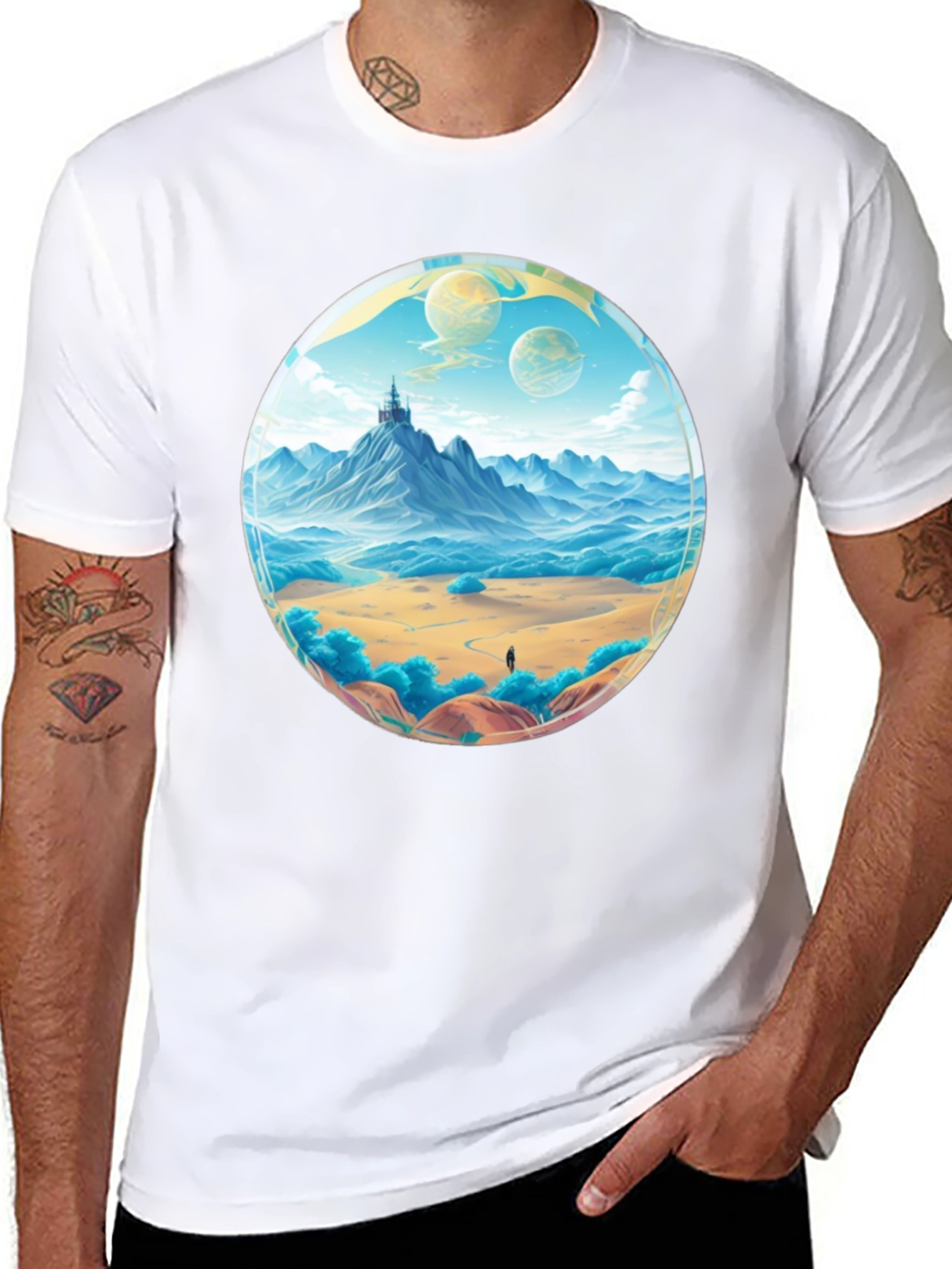 Black Fantasy Landscape Graphic Tee - Black view 8