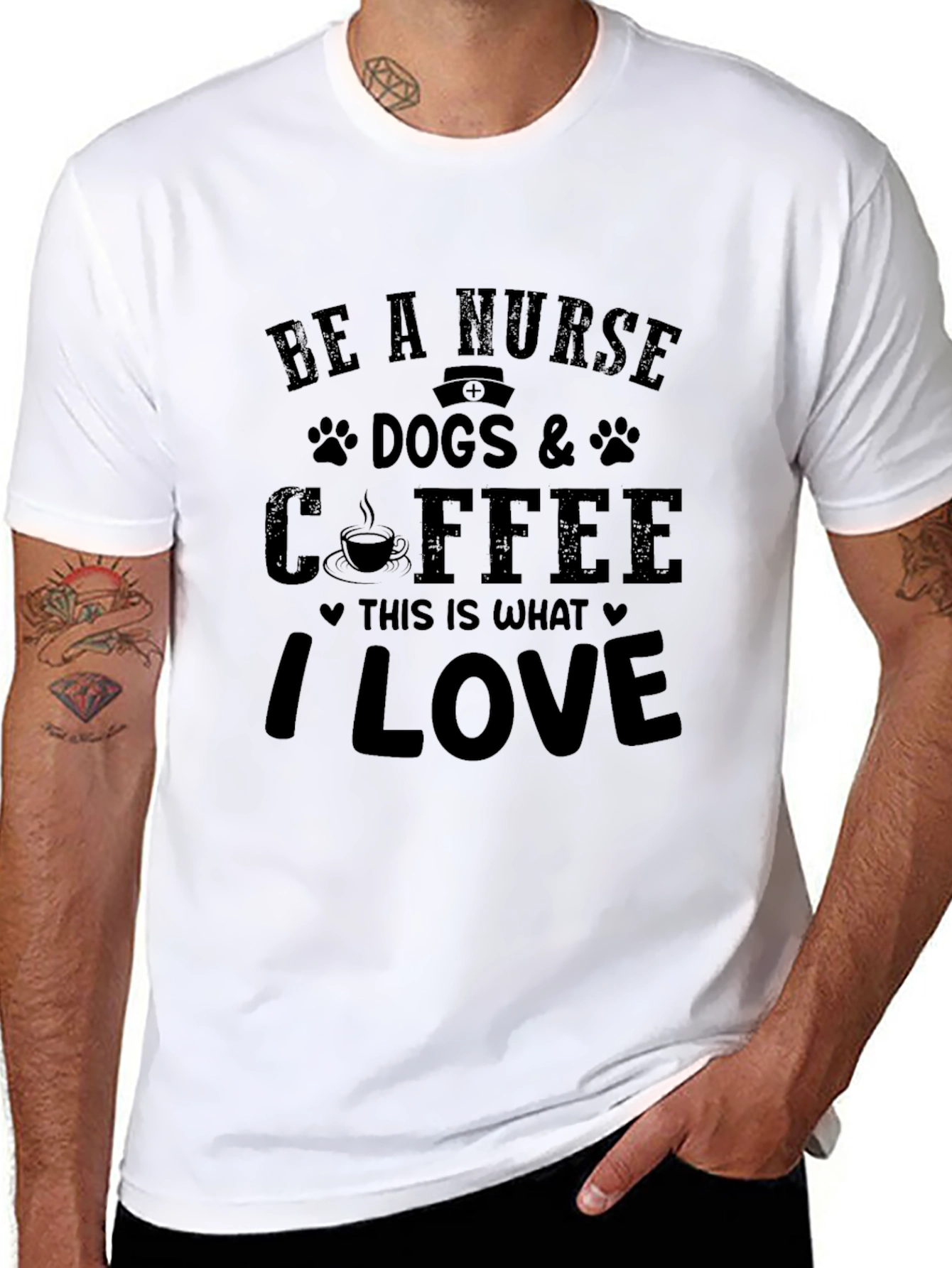 Black Nurse Dogs Coffee Love T-Shirt view 8