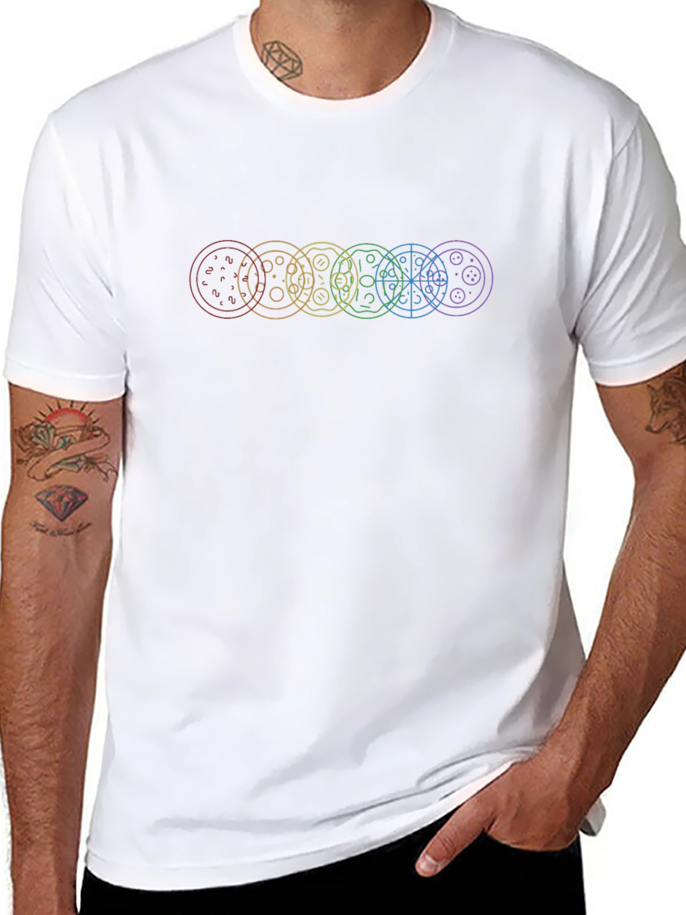 Black Rainbow Pizza T-Shirt - Unique Graphic Tee view 8