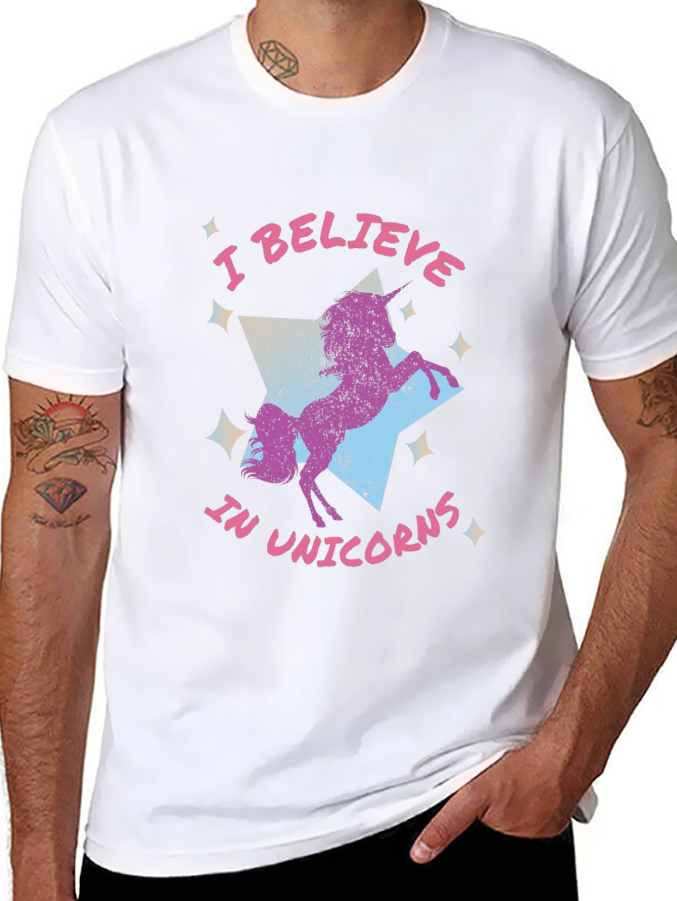 Black I Believe In Unicorns Graphic Tee view 8