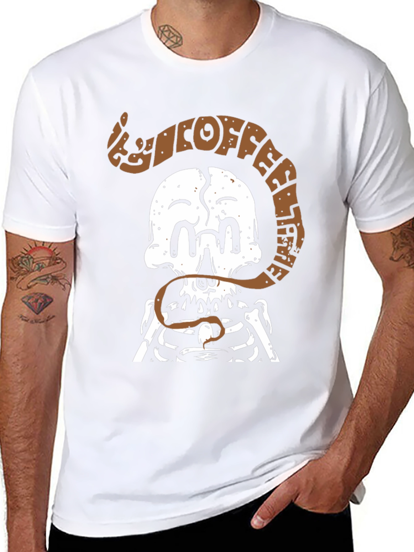 Black Coffee Until I Feel Alive Skeleton T-Shirt view 8