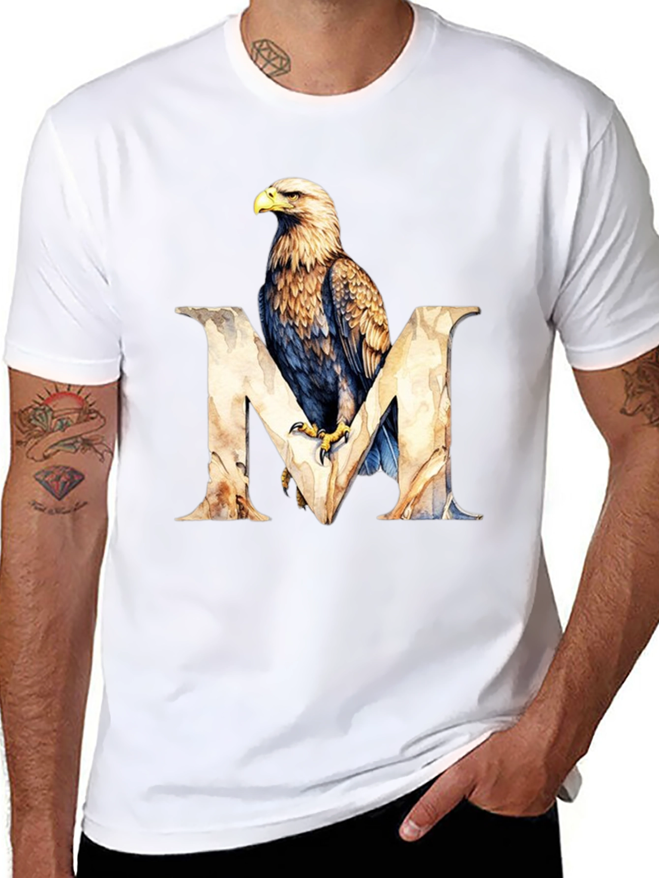 Black Eagle M Letter Graphic T-Shirt view 8