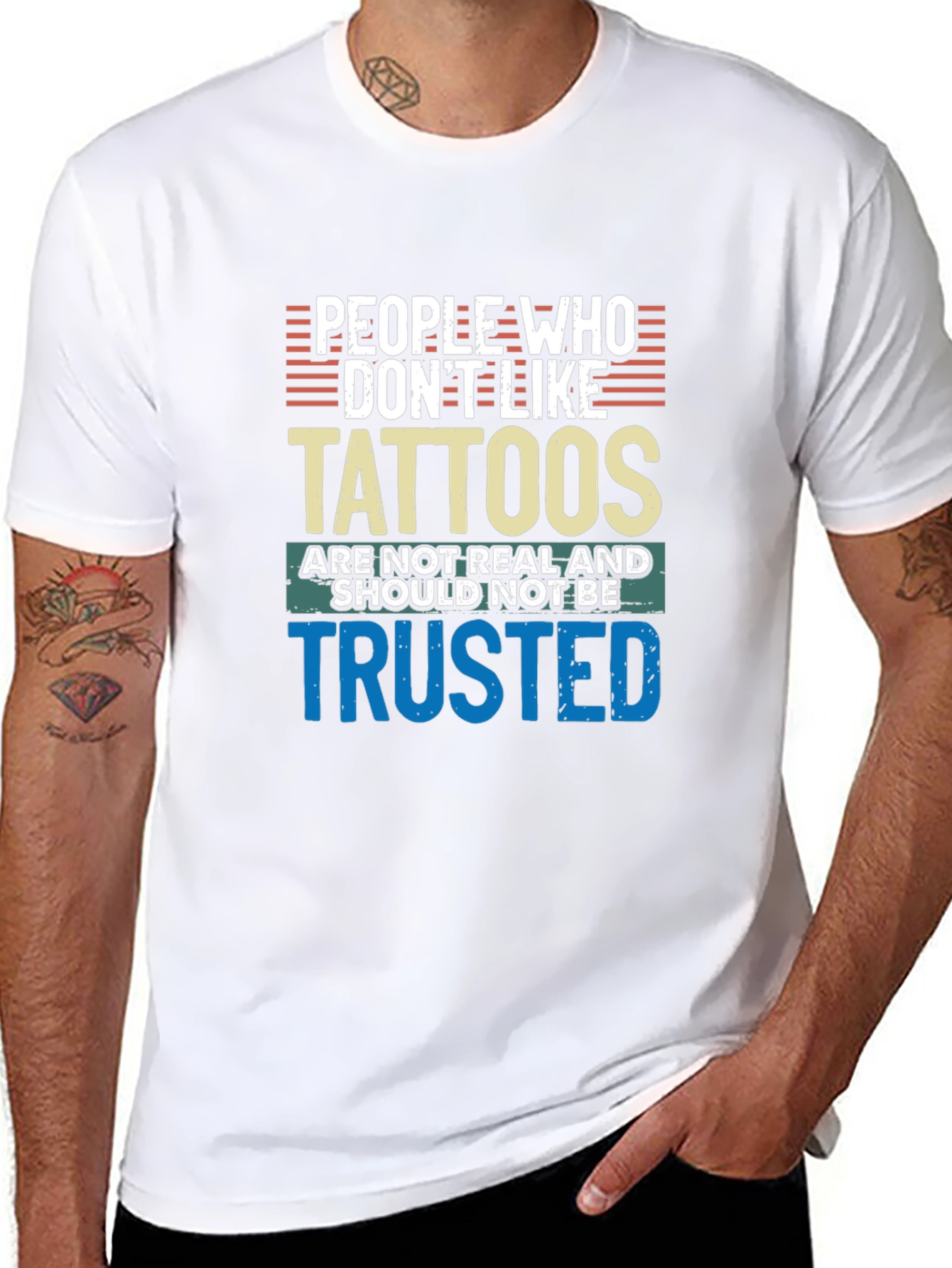 Black Tattoo Lover Tee: Distrust the Tattoo-less! view 8