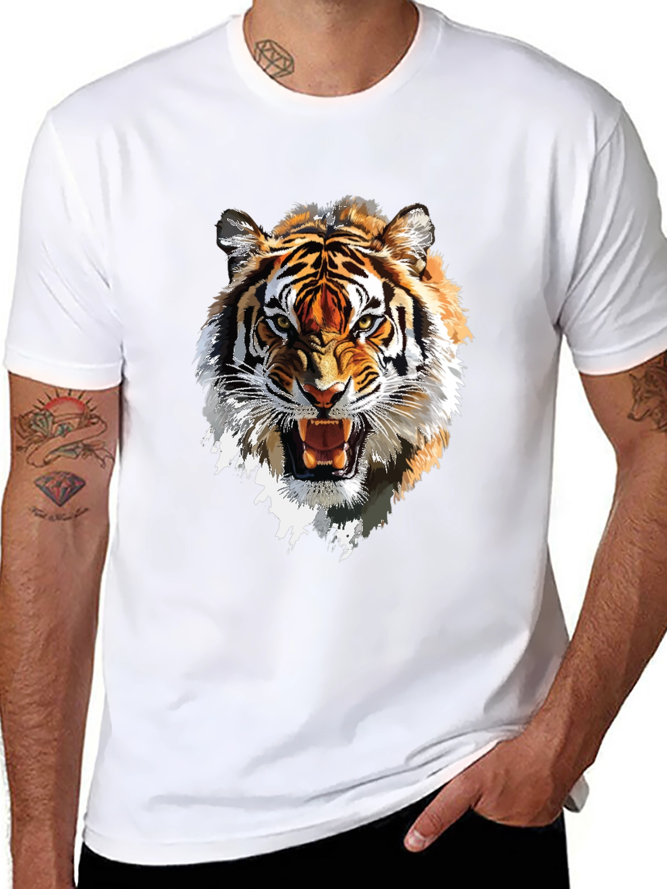 Black Tiger Graphic Tee - Bold Animal Print T-Shirt view 8