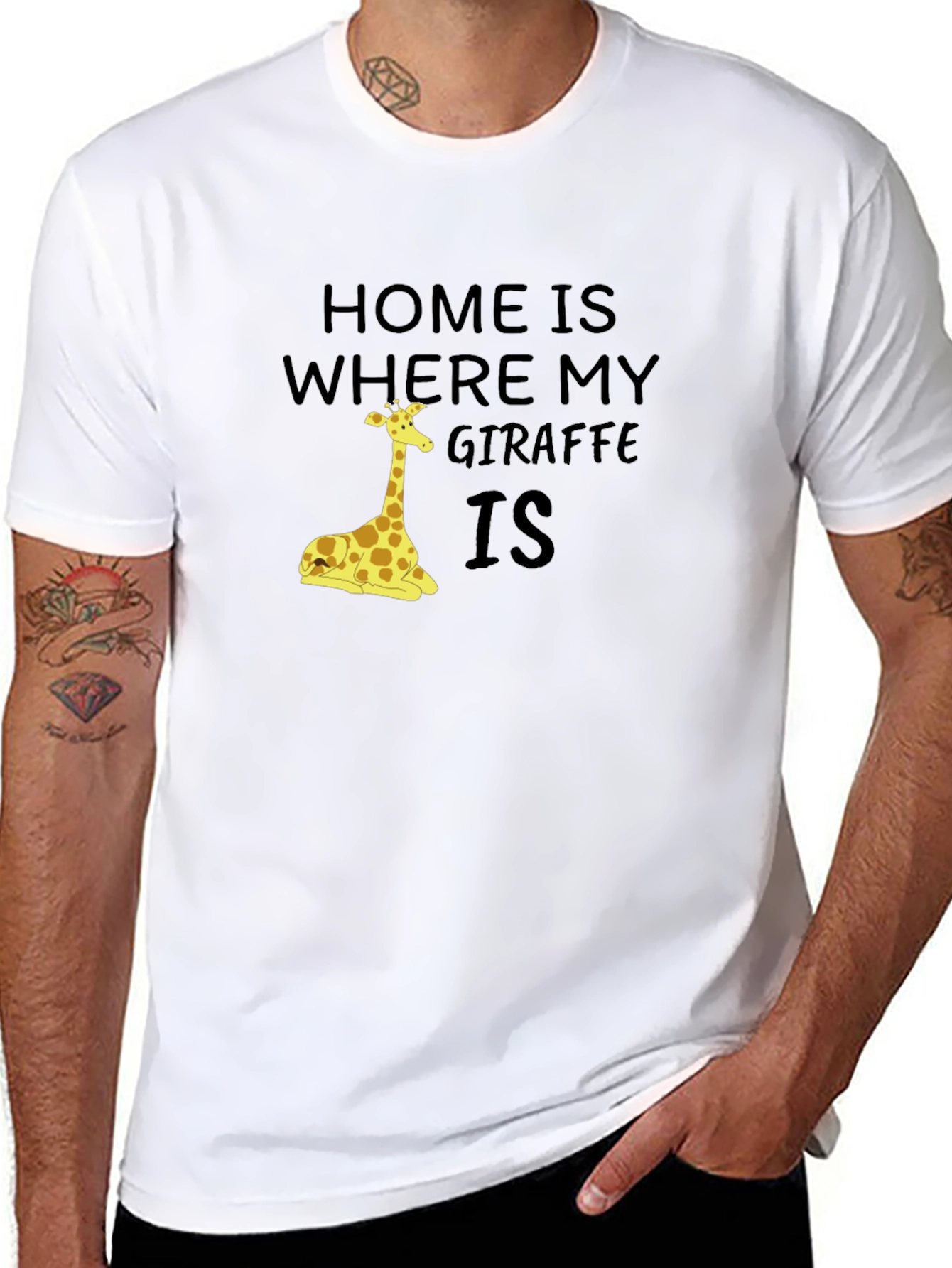 Black Home is Where My Giraffe Is Graphic T-Shirt view 8