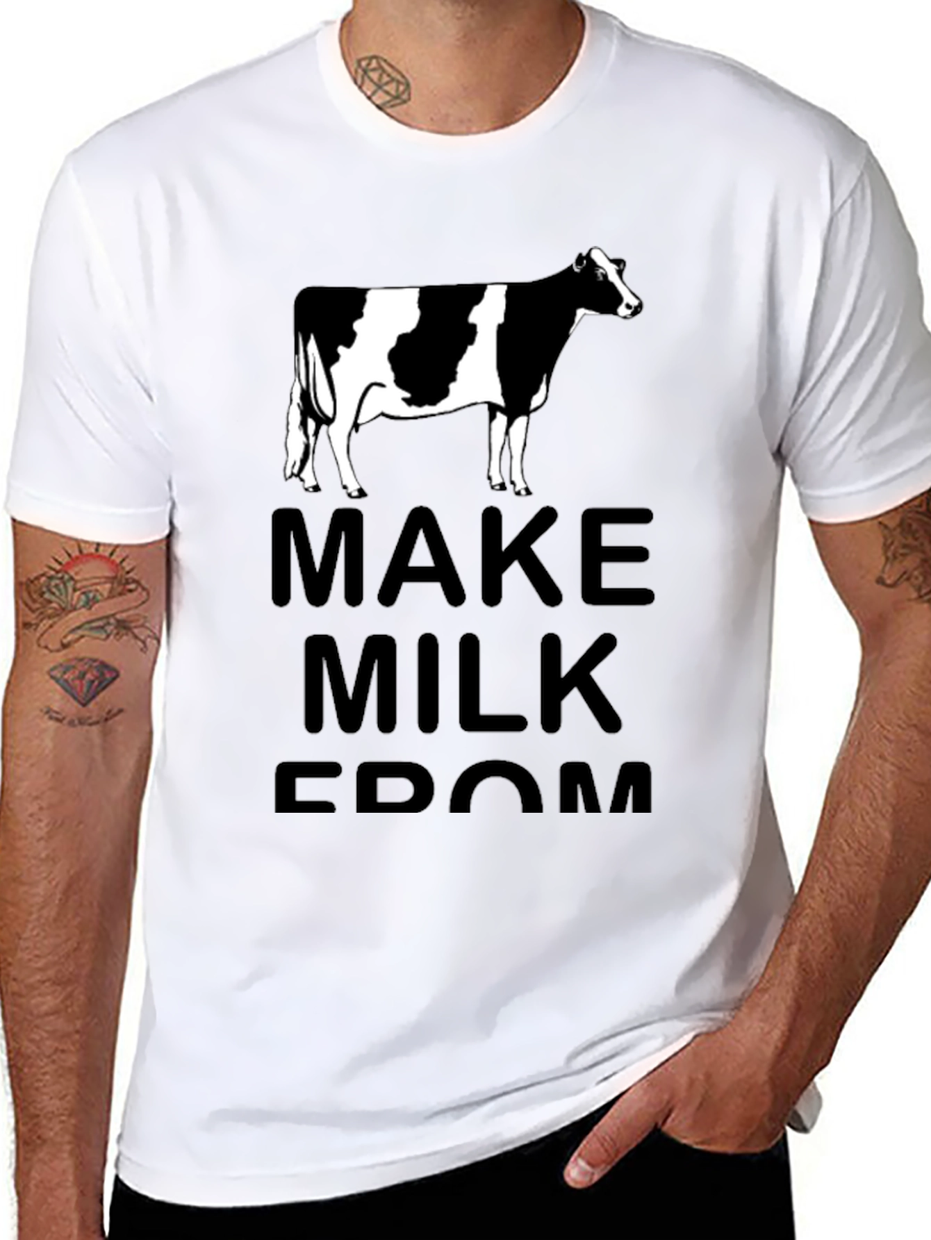 Black Make Milk From Cow T-Shirt - Black Cotton Tee view 8