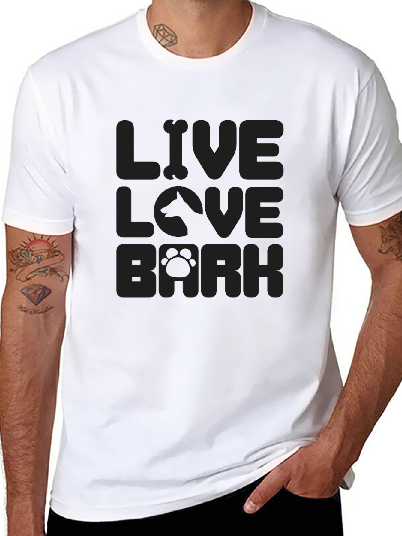 Black Live Love Bark Dog T-Shirt view 8