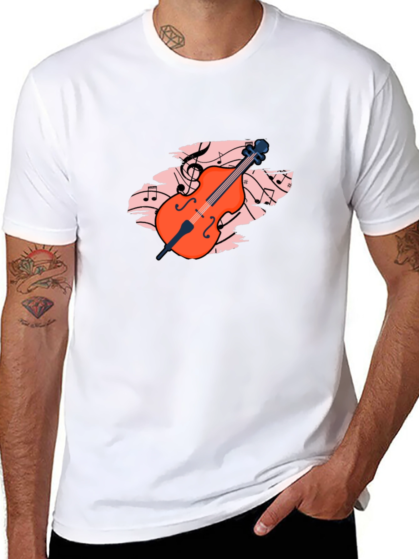 Black Musical Cello Graphic Tee - Black view 8