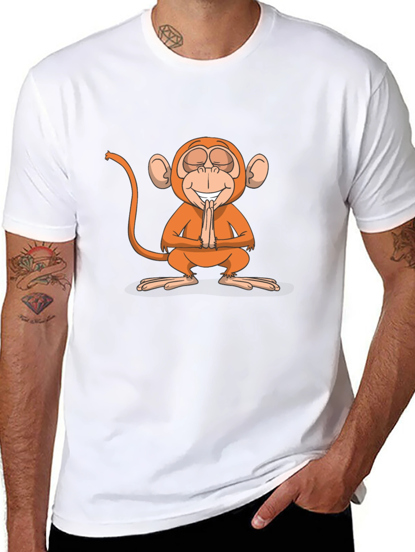 Black Zen Monkey Graphic Tee - Black Unisex T-Shirt view 8