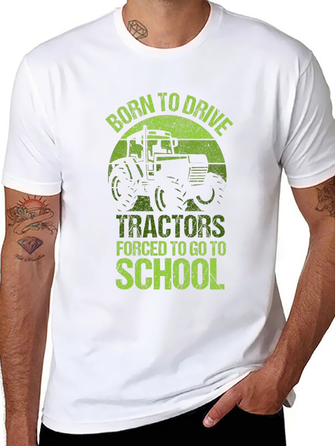 Black Born to Drive Tractors T-Shirt - School Forced! view 8