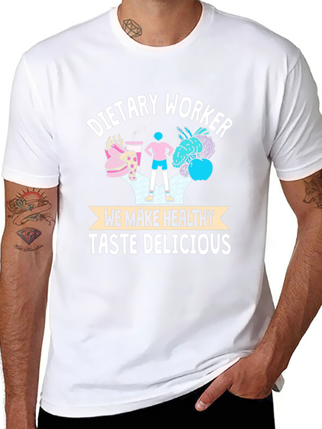 Black Dietary Worker Healthy Taste Delicious Graphic T-Shirt view 8
