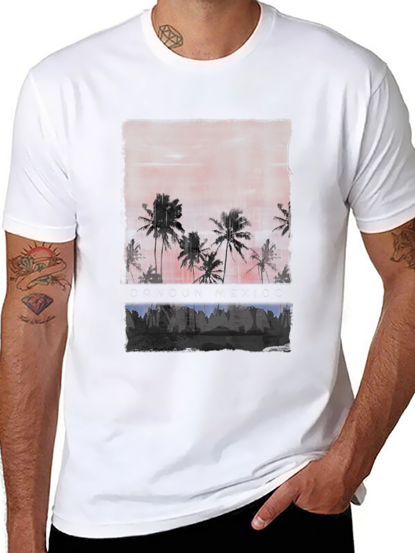 Cancun Mexico Palm Tree Graphic Tee - 8