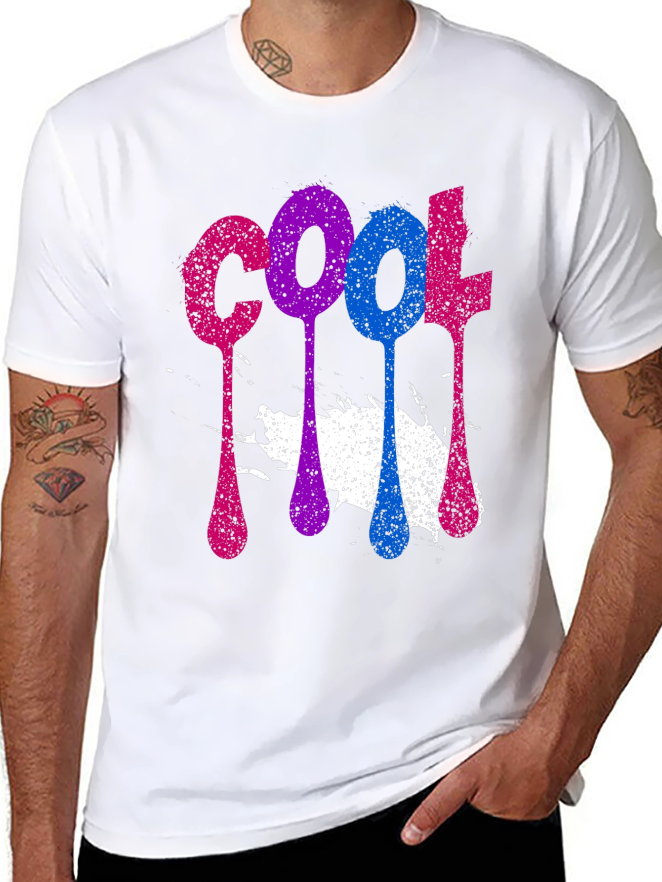 Black Cool Spray Paint Style Graphic Tee view 8
