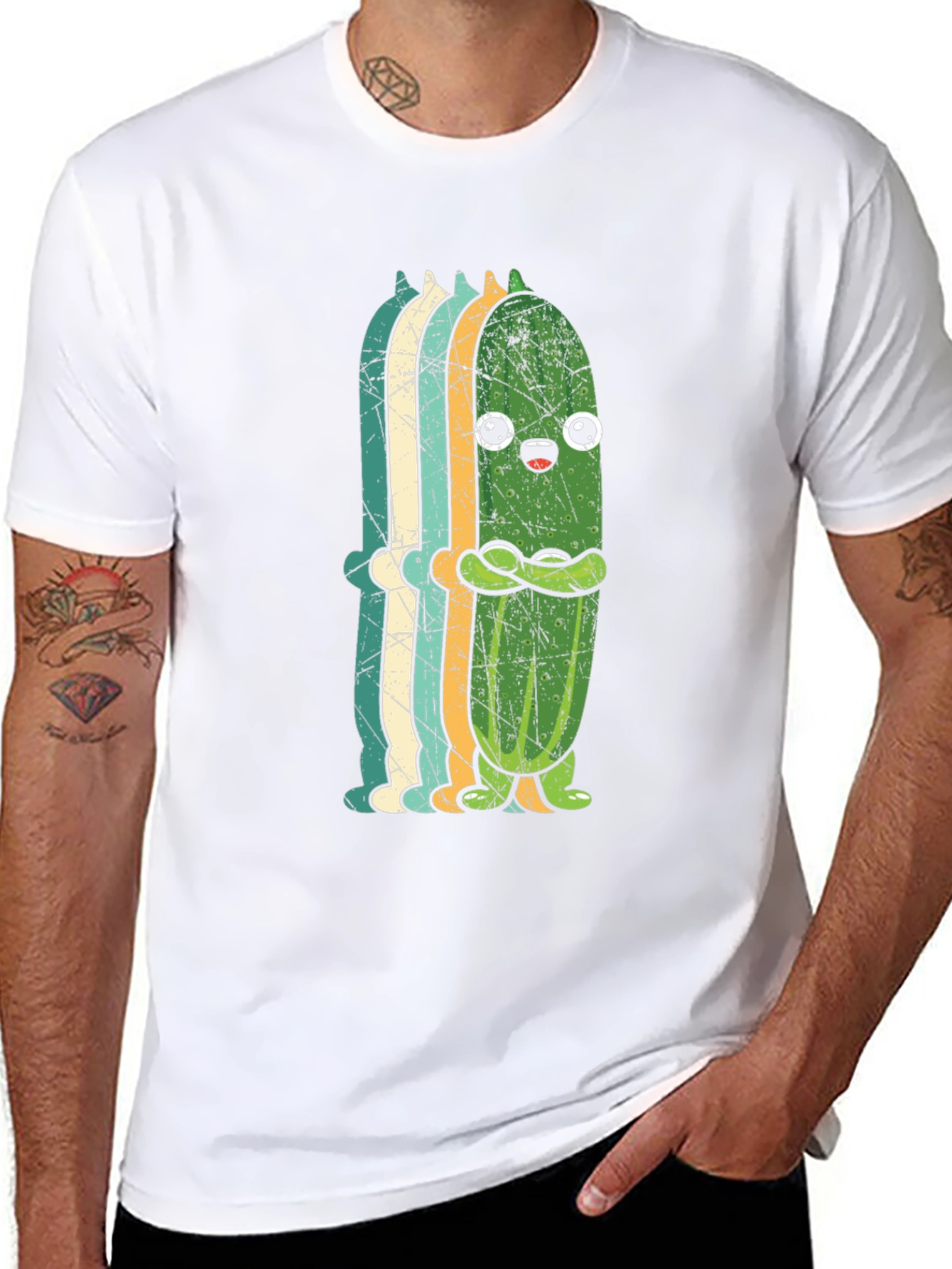 Black Funny Pickle Retro Style Graphic T-Shirt view 8