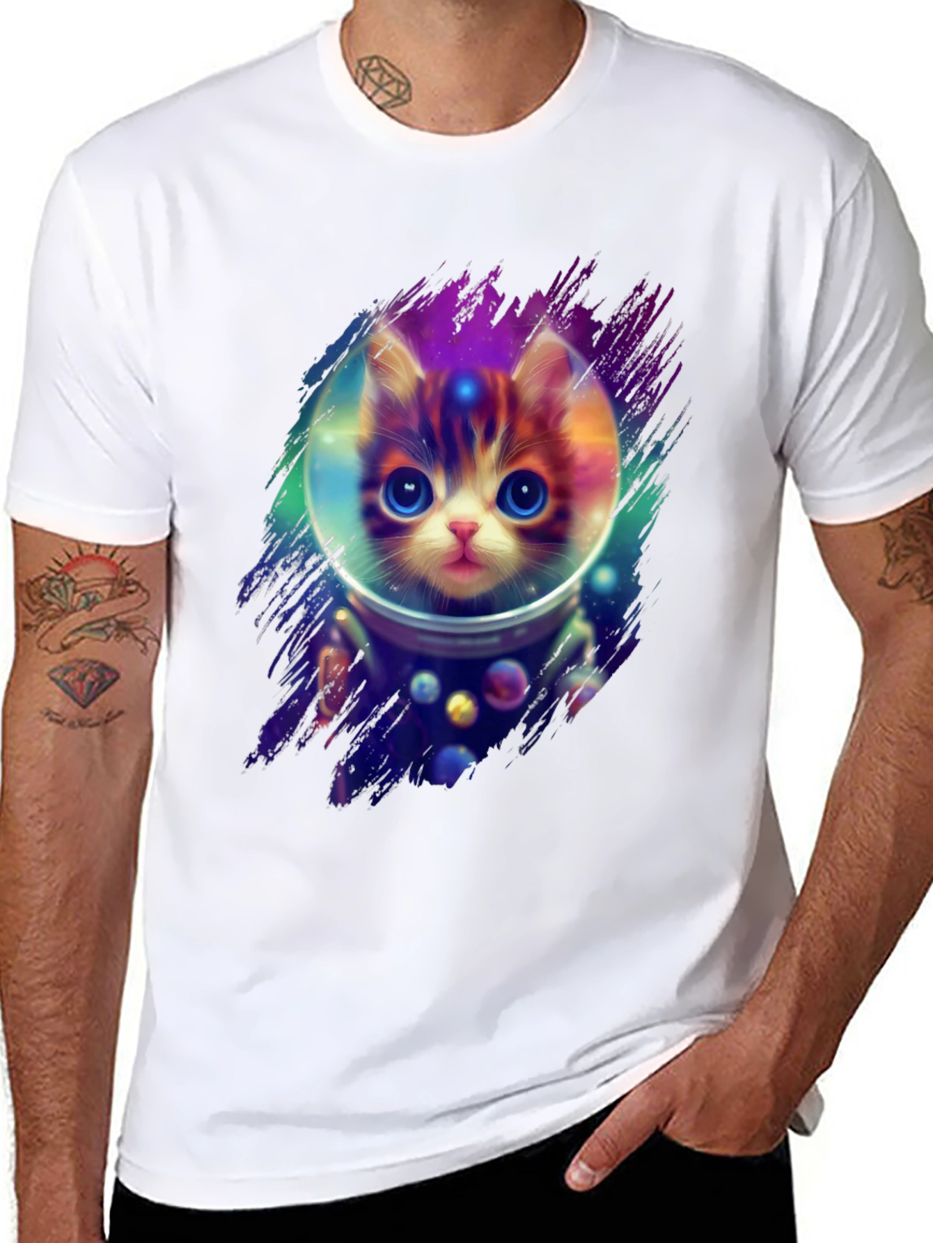 Black Astronaut Cat T-Shirt - Space Kitten Tee view 8