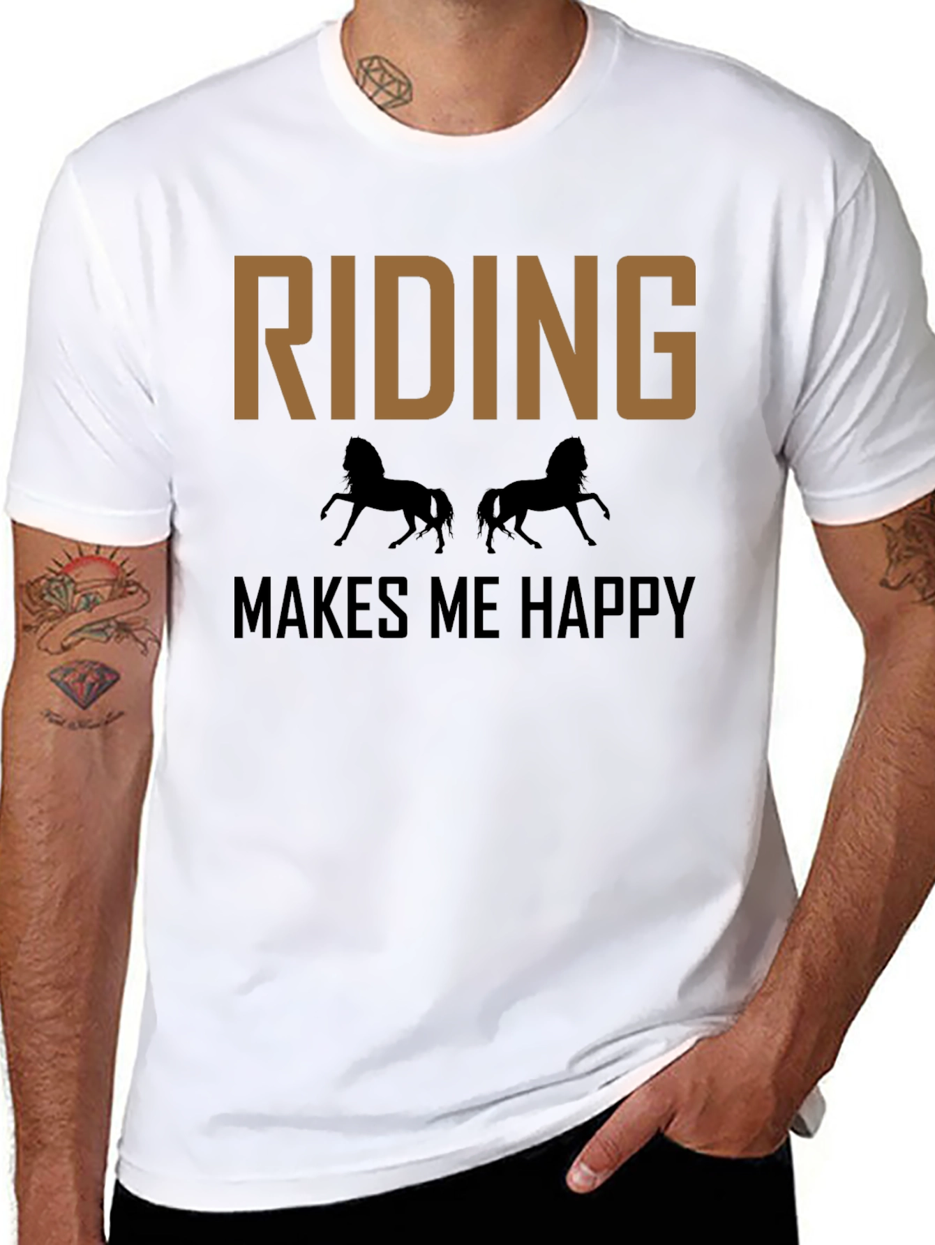 Black Riding Makes Me Happy T-Shirt - Equestrian Tee view 8