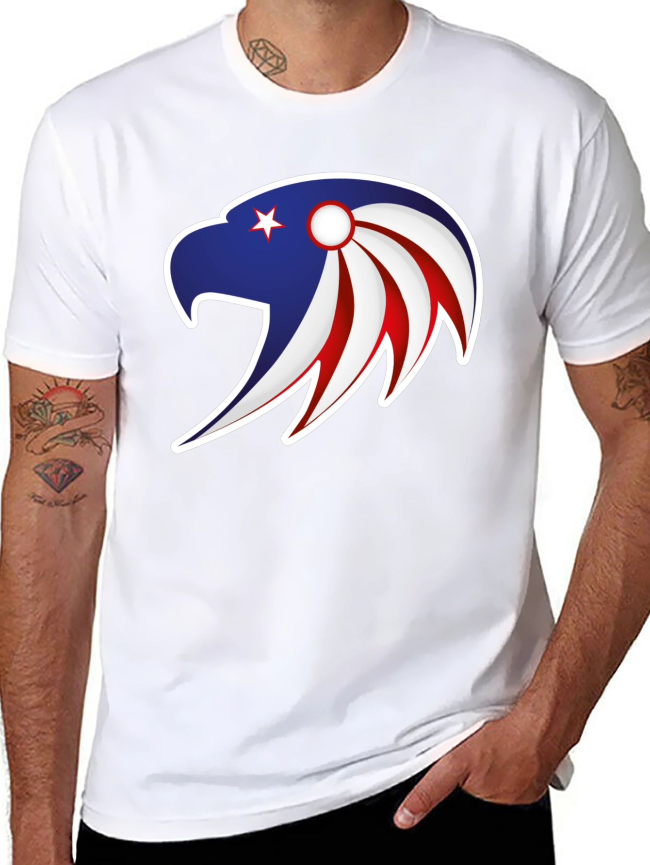 Patriotic Eagle Graphic Tee - Stylish Men's Black T-Shirt - 8