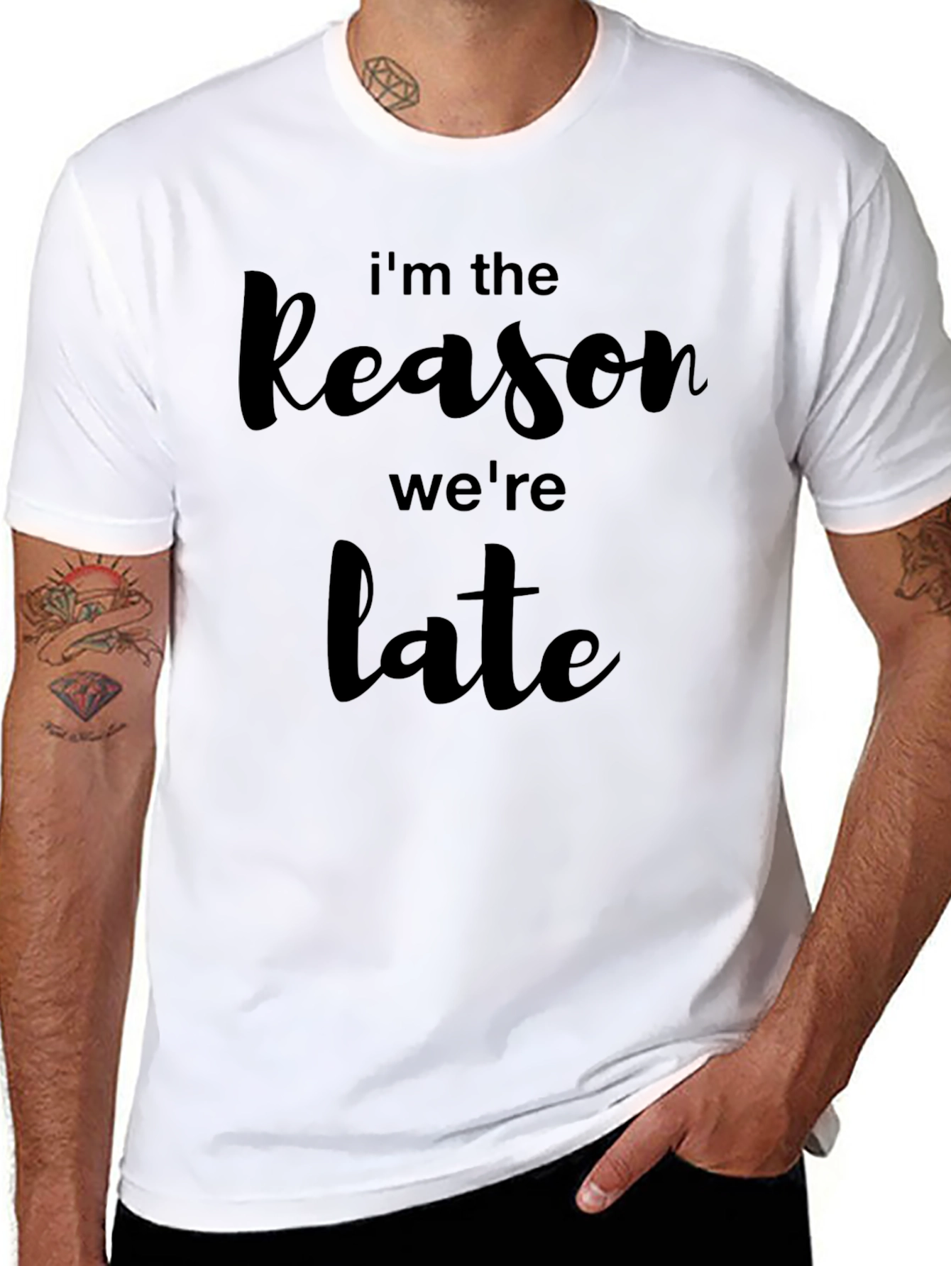 Black I'm The Reason We're Late Graphic Tee view 8