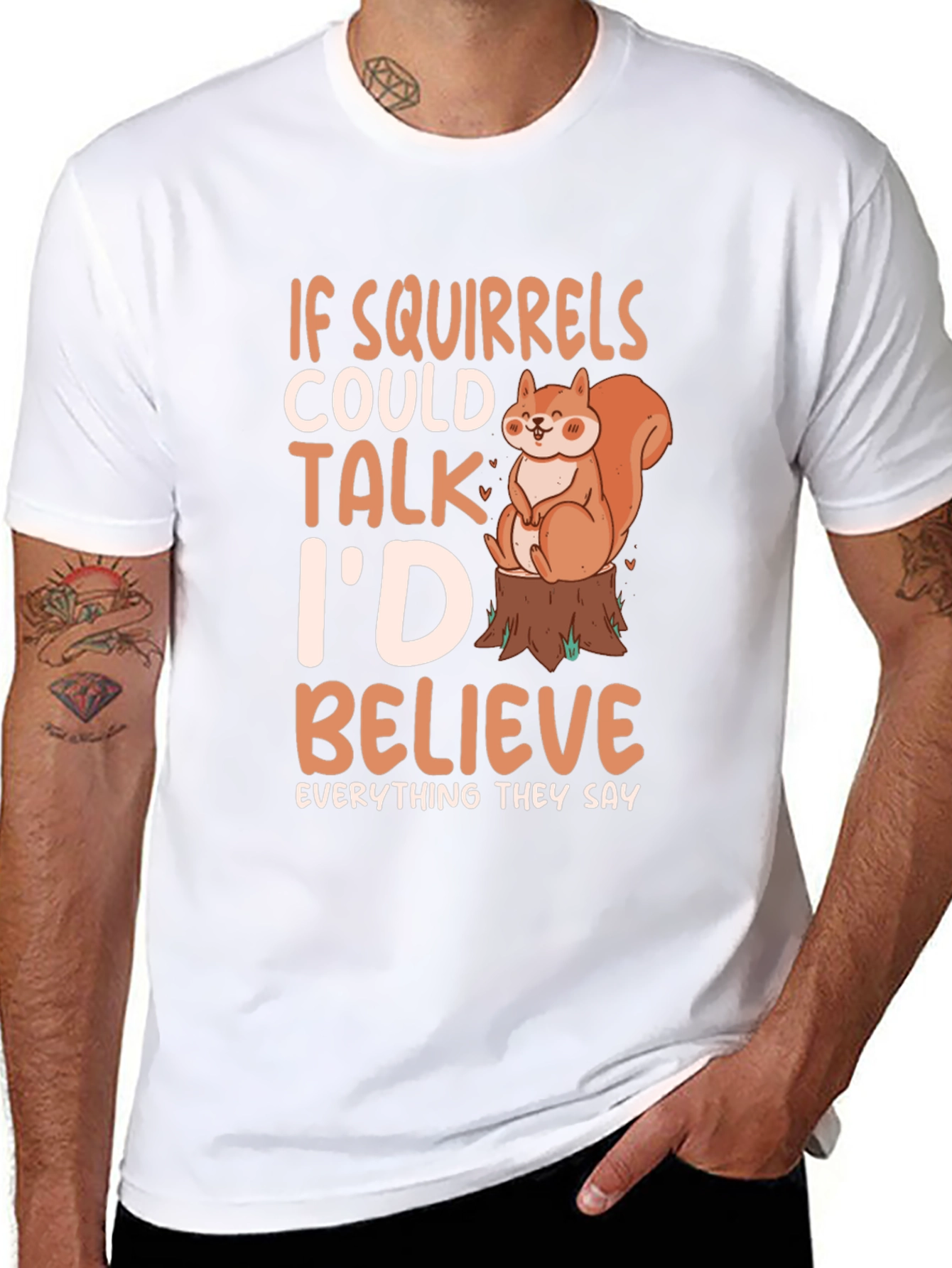 Black Squirrel Lover Tee - If Squirrels Could Talk T-Shirt view 8