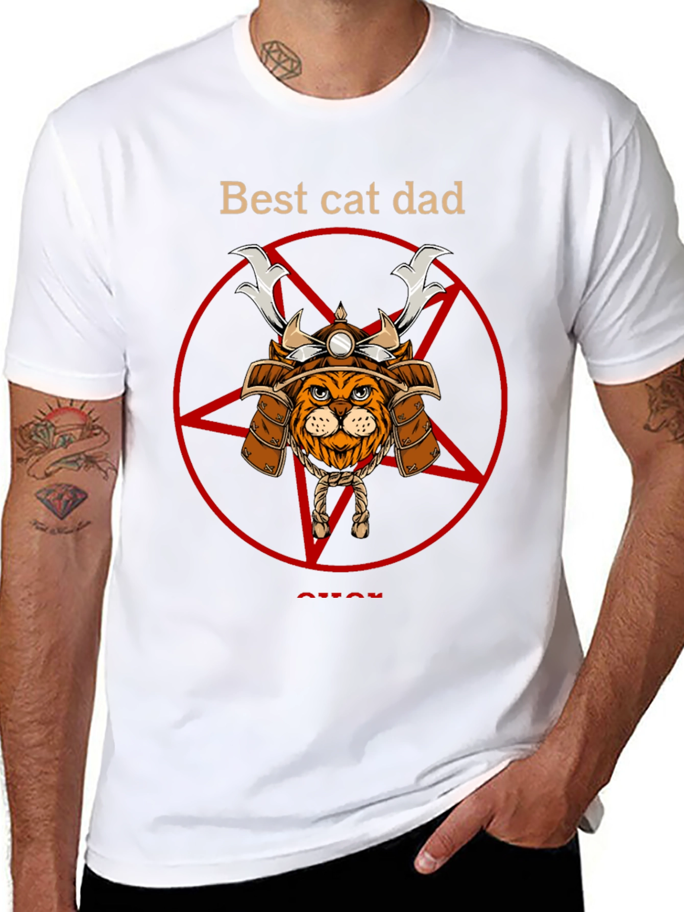 Black Best Cat Dad Samurai T-Shirt view 8