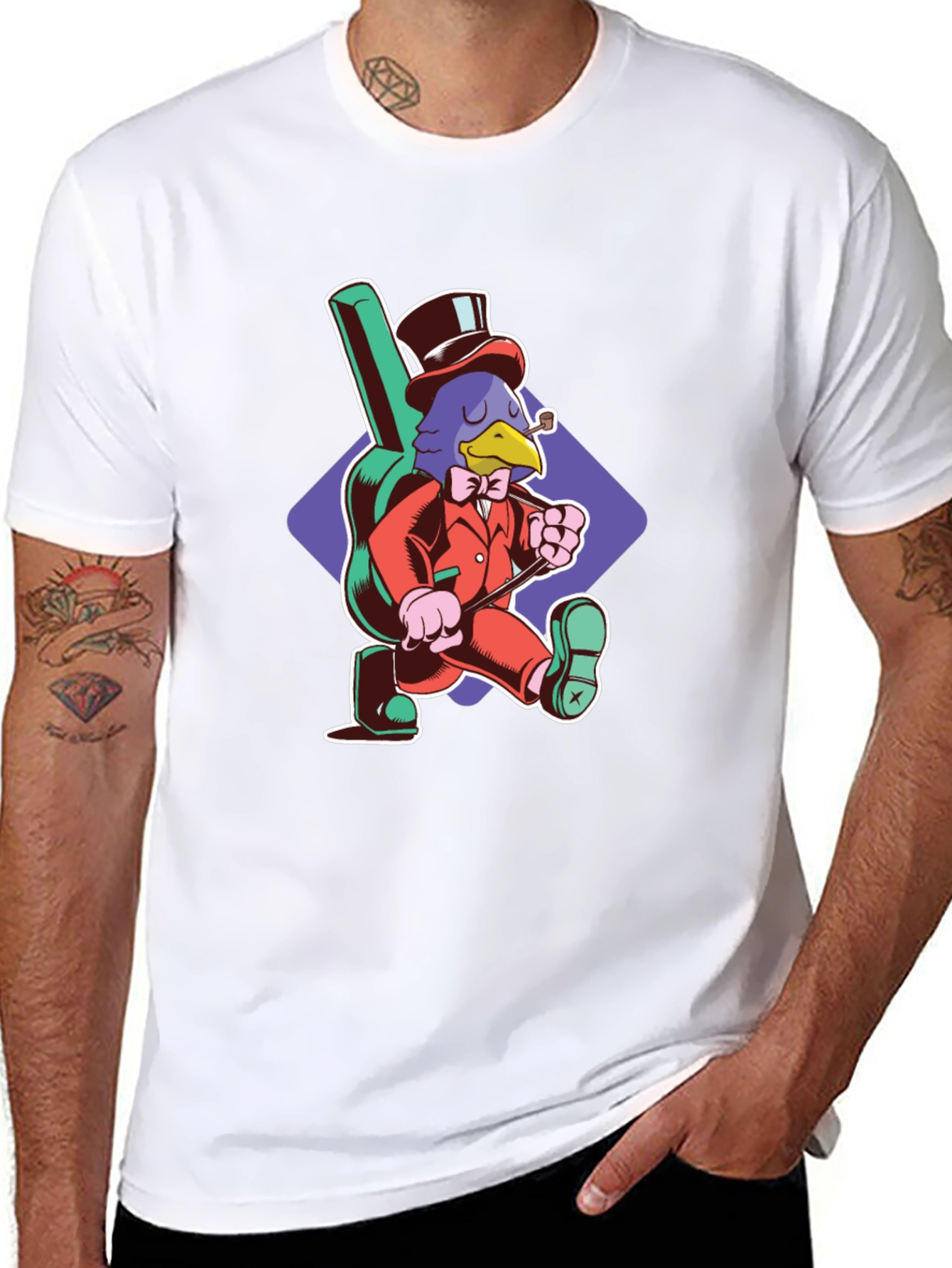 Black Stylish Crow Graphic Tee - Black Cotton T-Shirt view 8