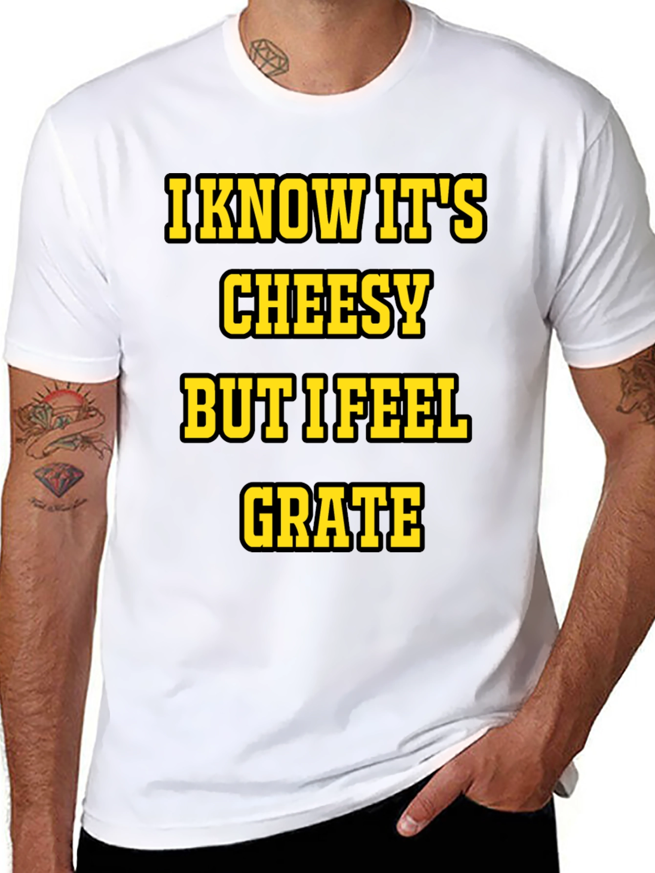Black Cheesy Grate Pun T-Shirt - Black view 8