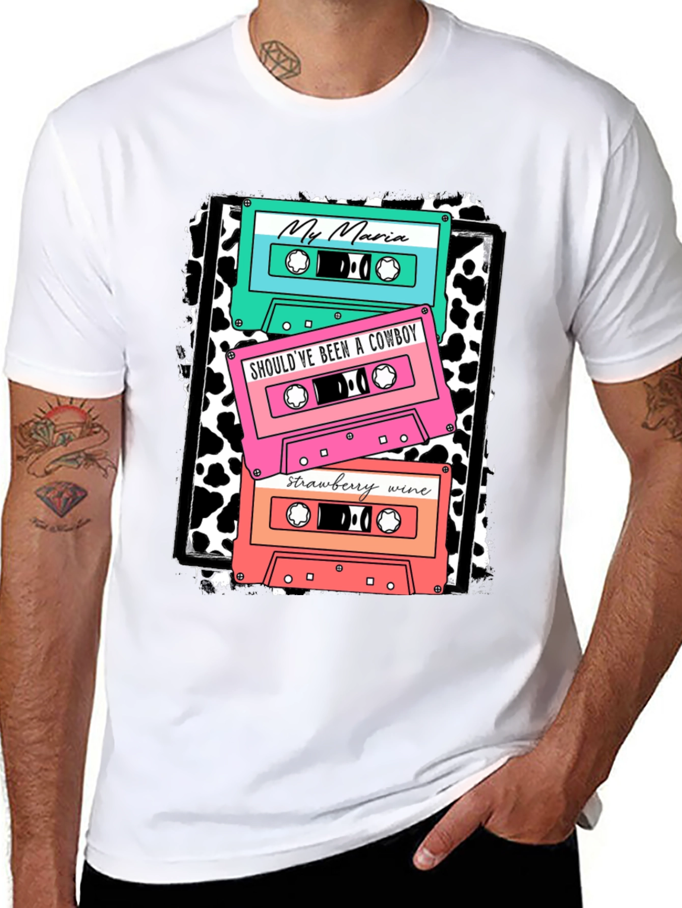 Black Retro Cassette Tape Music T-Shirt view 8