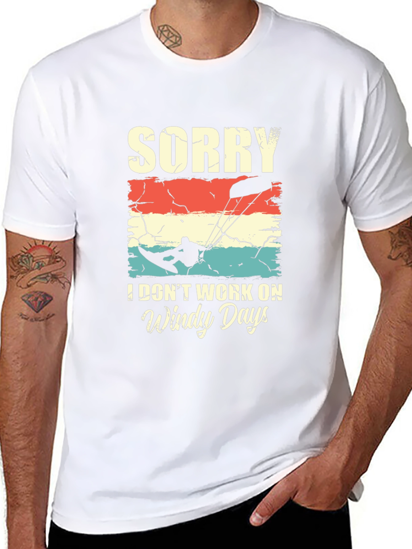 Black Sorry, I Don't Work on Windy Days Kitesurfing T-Shirt view 8