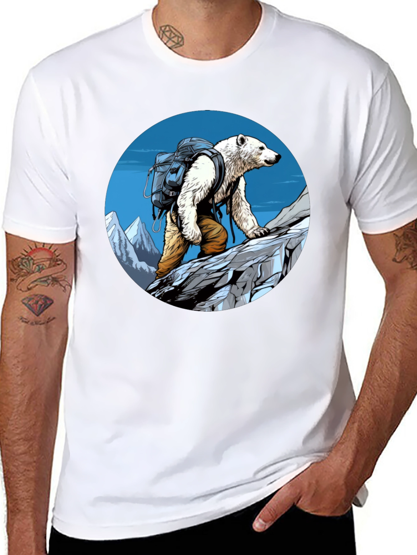 Black Polar Bear Hiking T-Shirt - Adventure Tee view 8