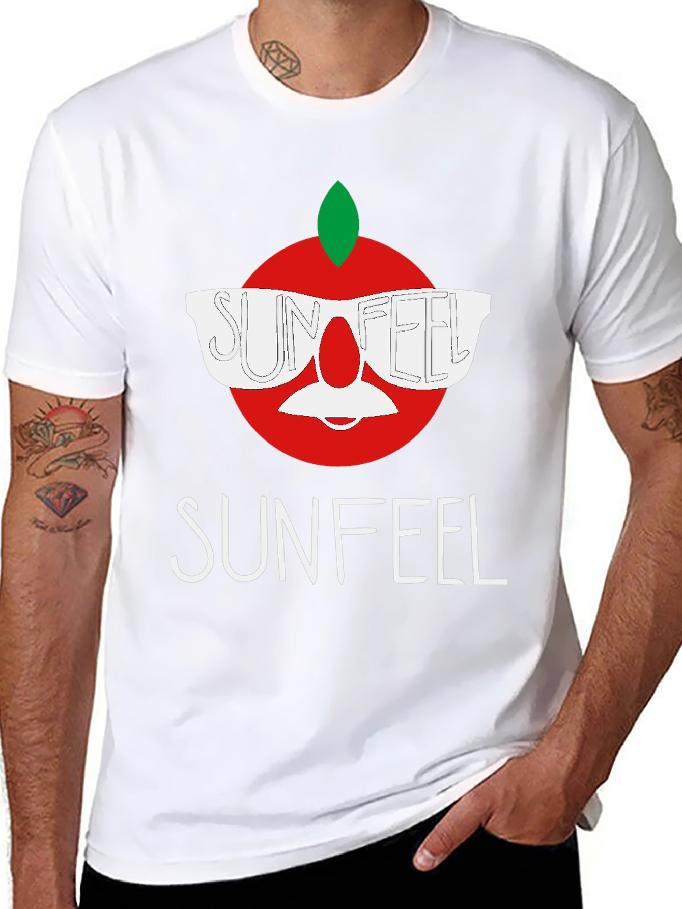Black Sunfeel T-Shirt - Funny Apple Design view 8