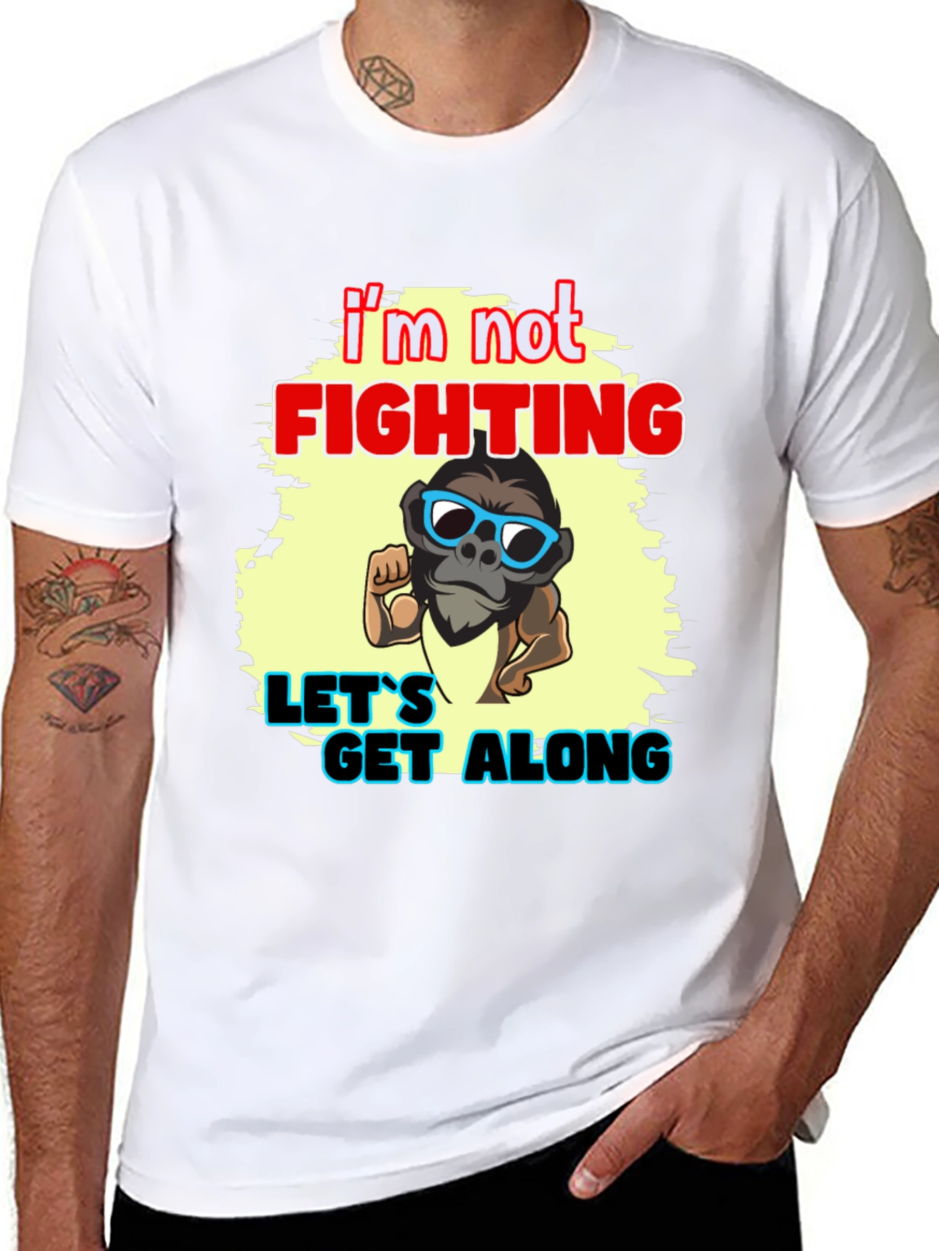 Black I'm Not Fighting - Let's Get Along Graphic Tee view 8