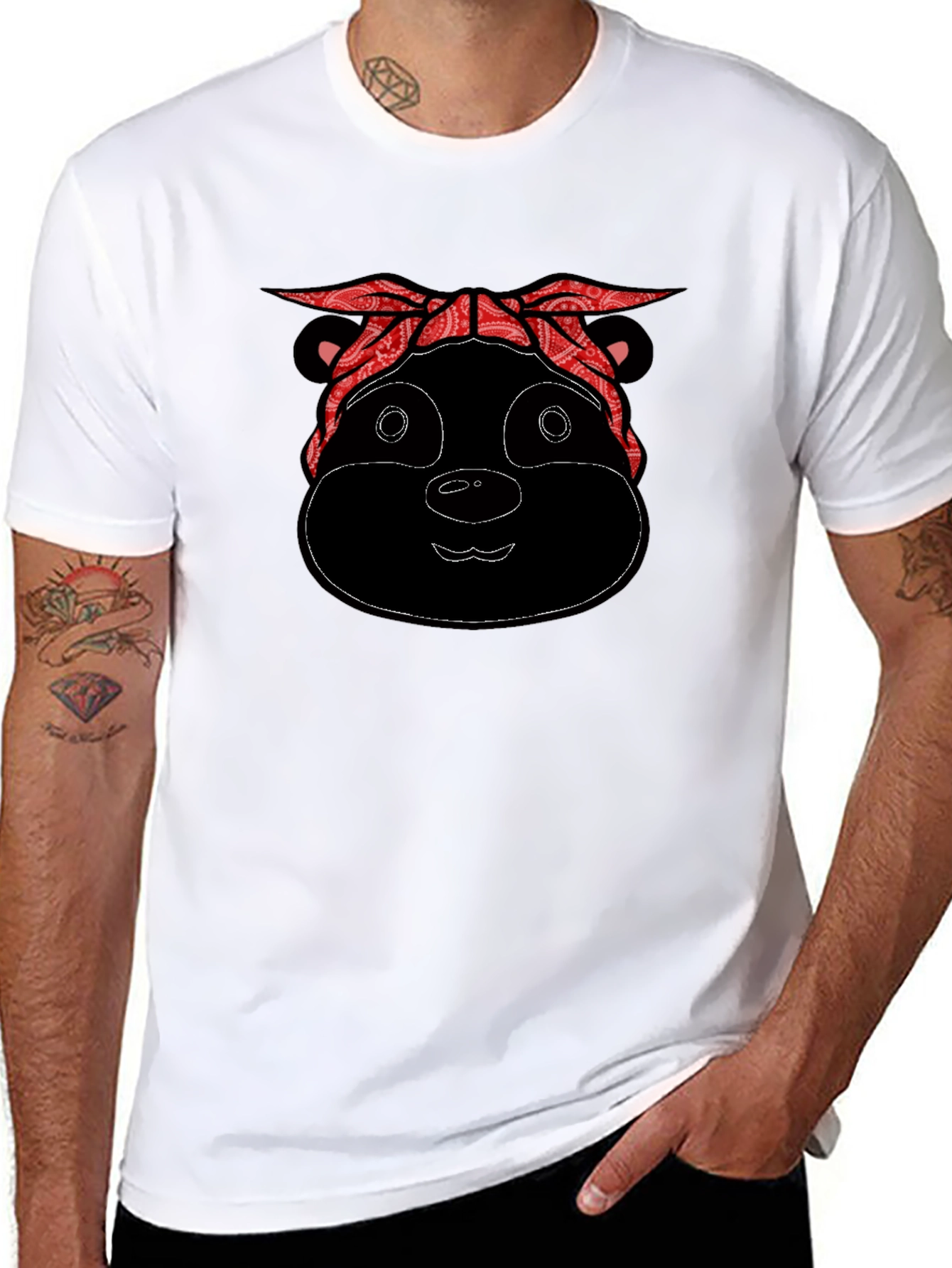 Black Bandana Bear Black T-Shirt view 8