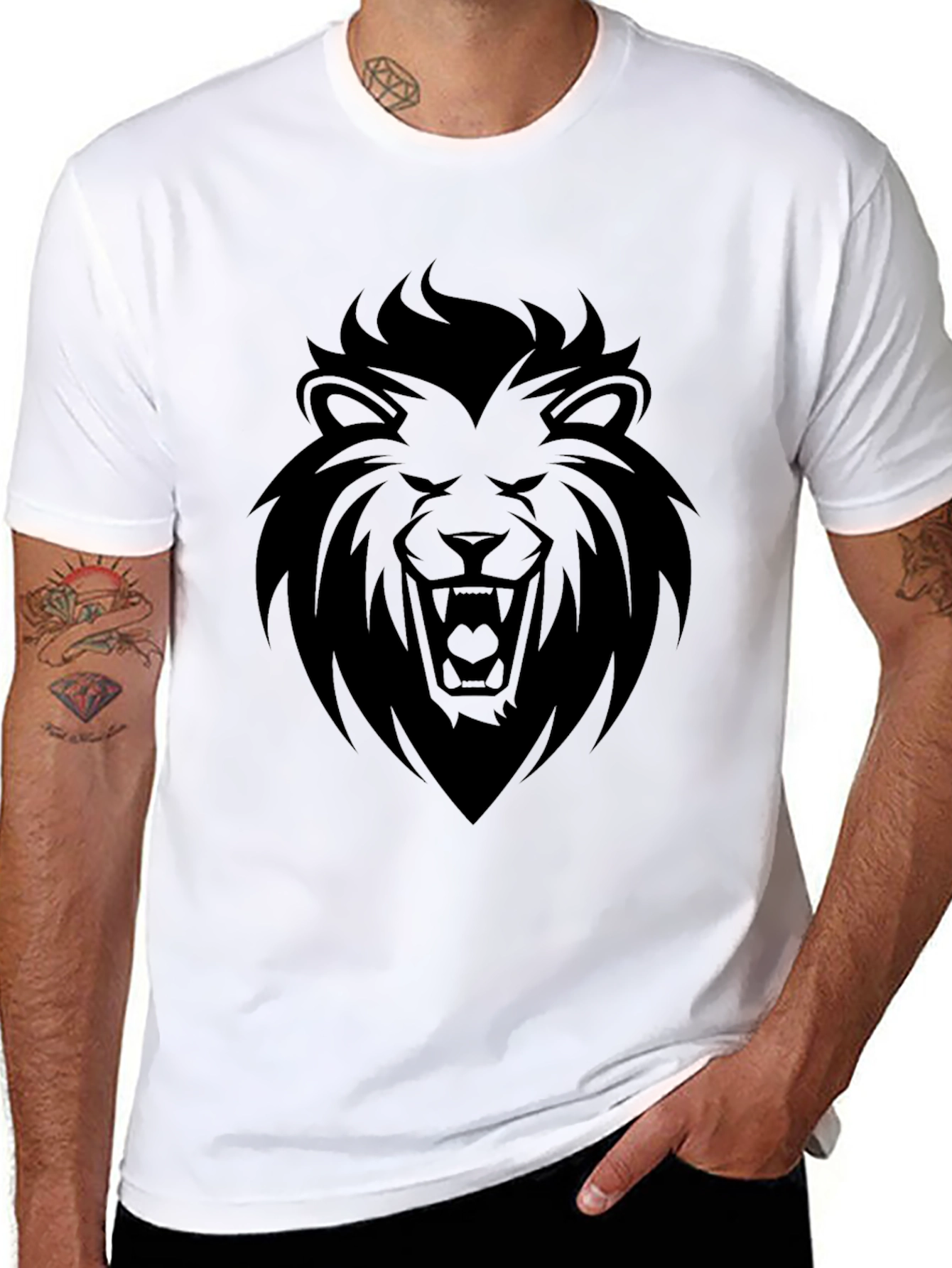 Black Black Lion Graphic Tee - Men's Short Sleeve T-Shirt view 8