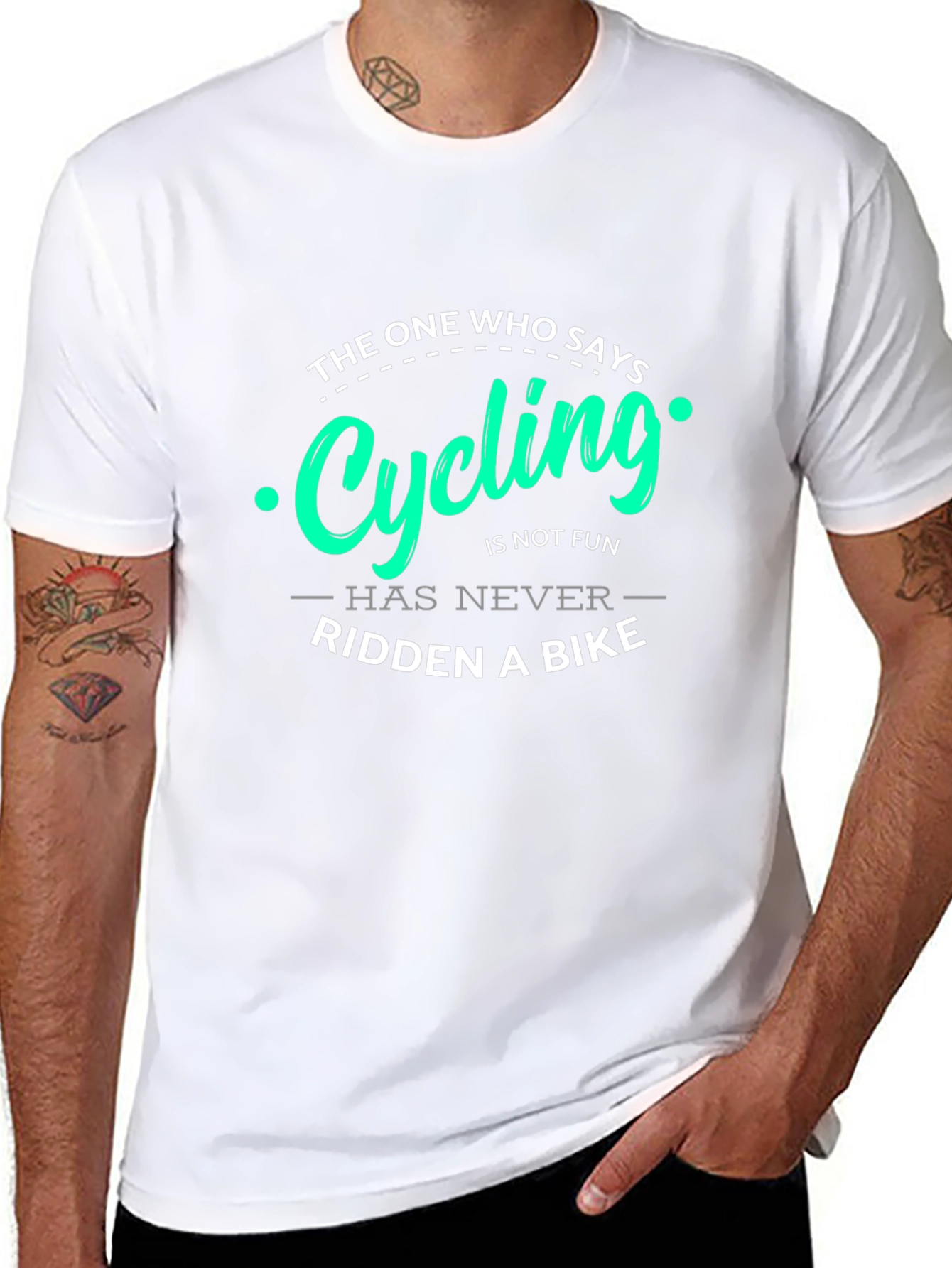 Black Cycling Fun T-Shirt: Never Ridden a Bike view 8