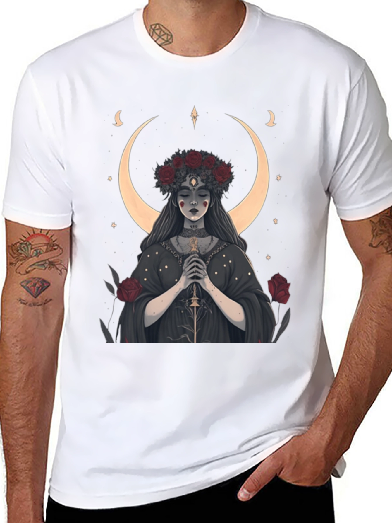 Black Mystic Moon Goddess Graphic Tee view 8
