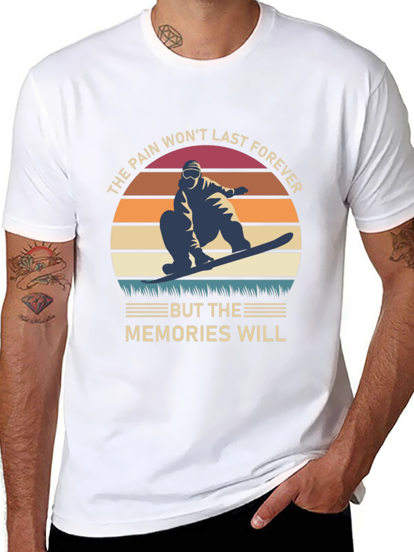 Black Snowboard Memories Graphic T-Shirt view 8