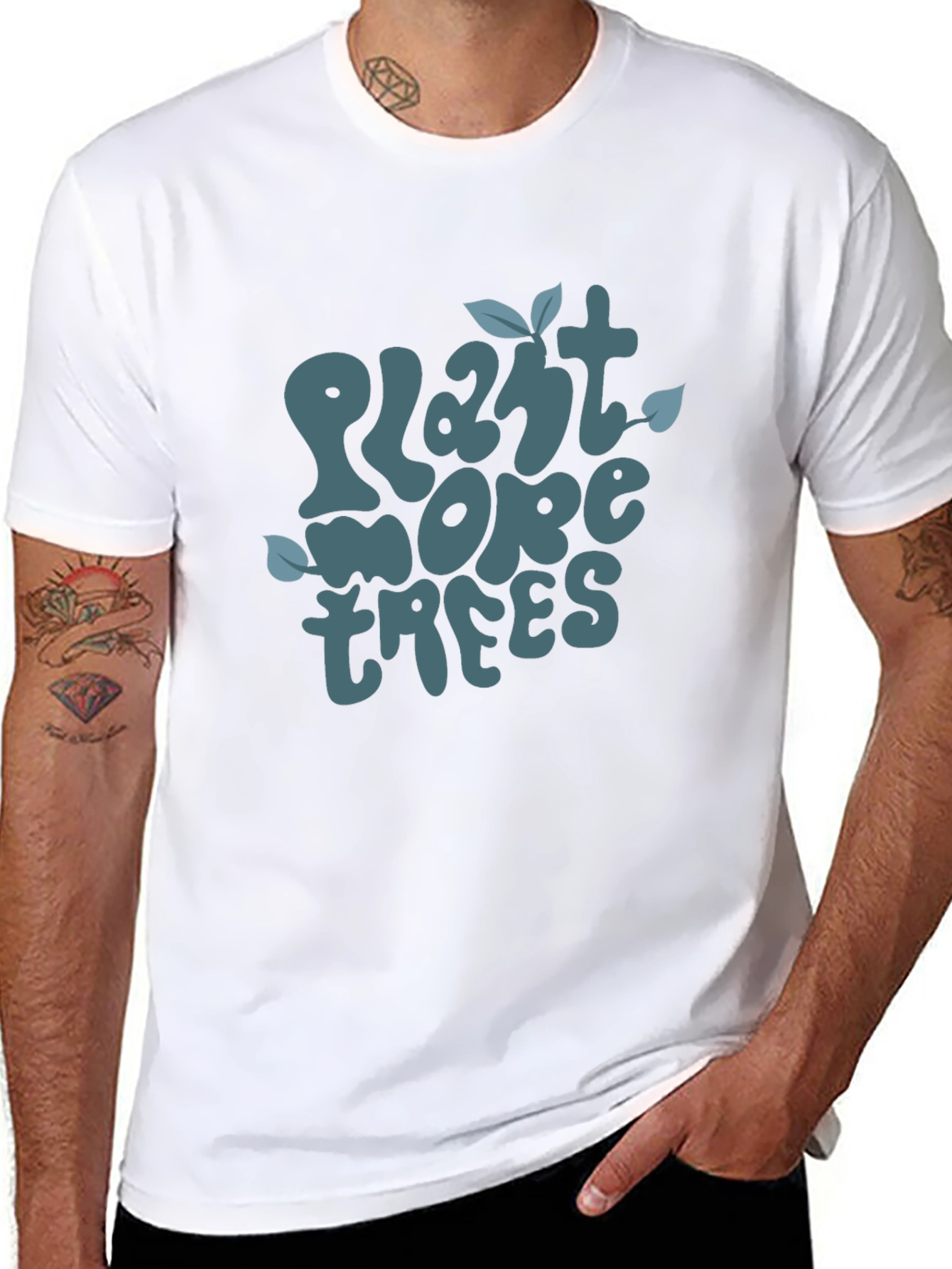 Black Plant More Trees Graphic Tee view 8