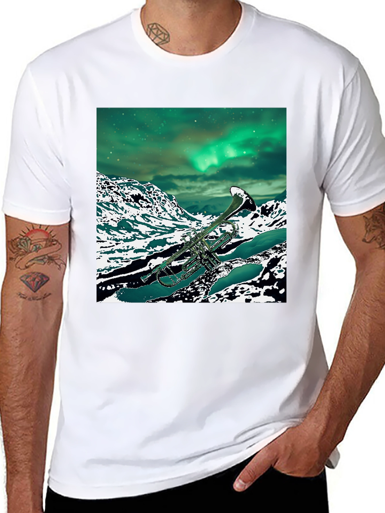 Black Trumpet Aurora Borealis T-Shirt view 8