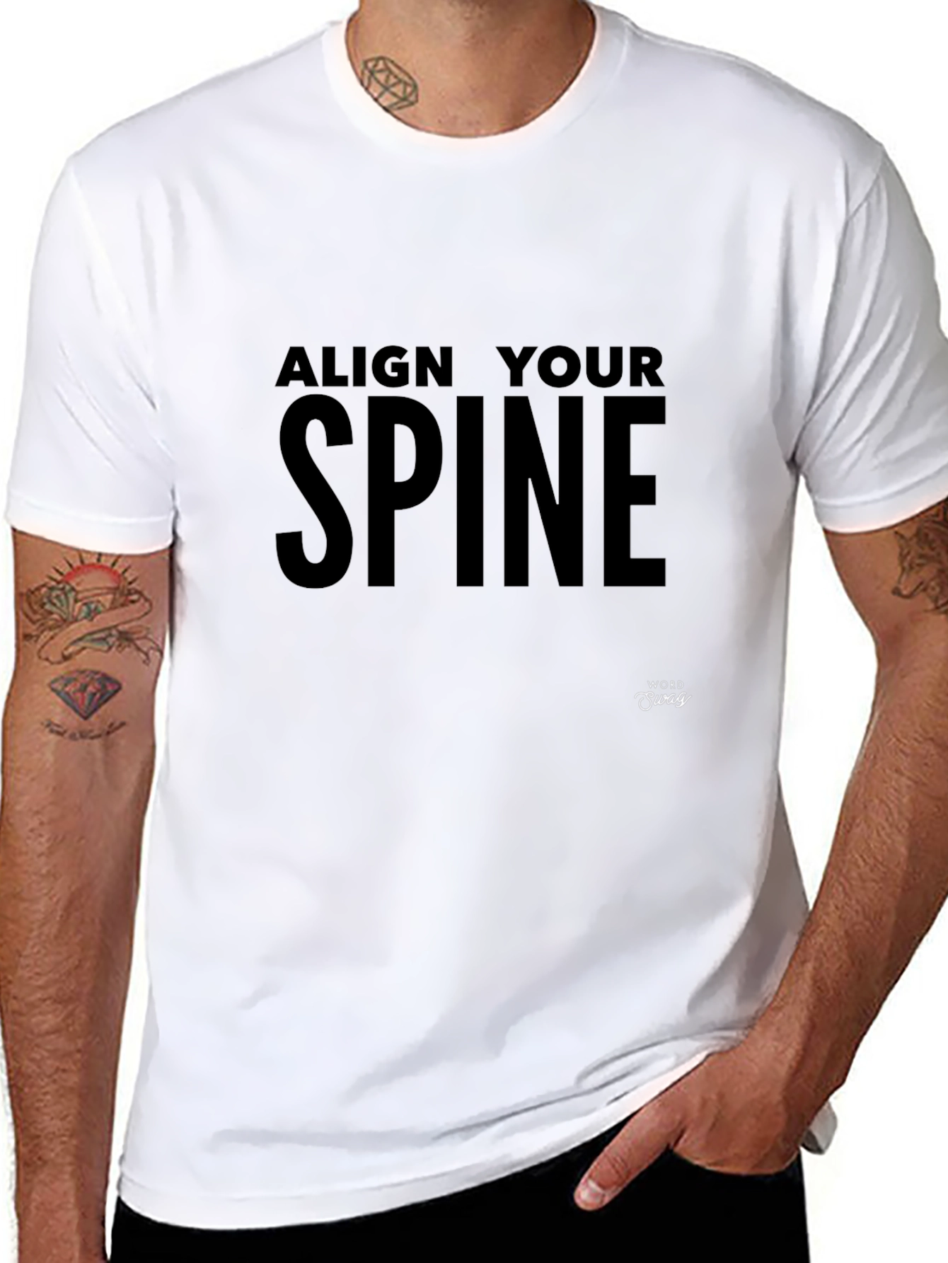 Black Align Your Spine Graphic Tee - Men's Black T-Shirt view 8