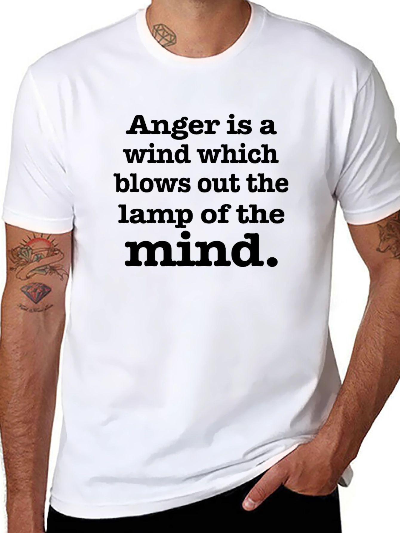 Black Anger Quote Graphic Tee - Black Cotton T-Shirt view 8